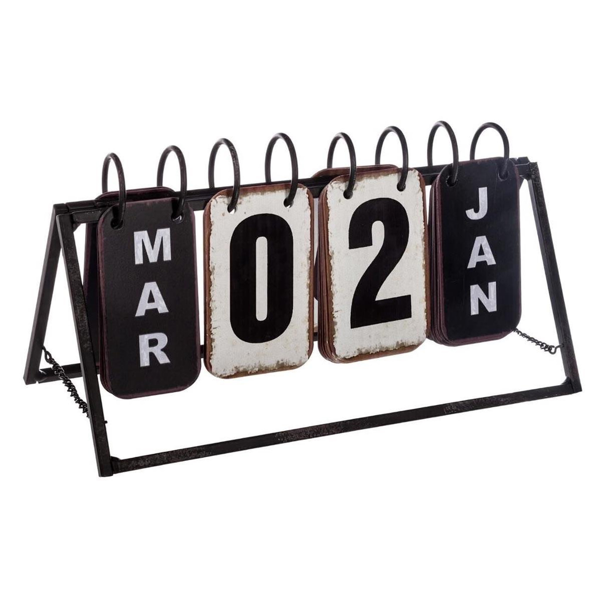 ATMOSPHERA Calendrier vintage en métal  perpétuel  27cm noir
