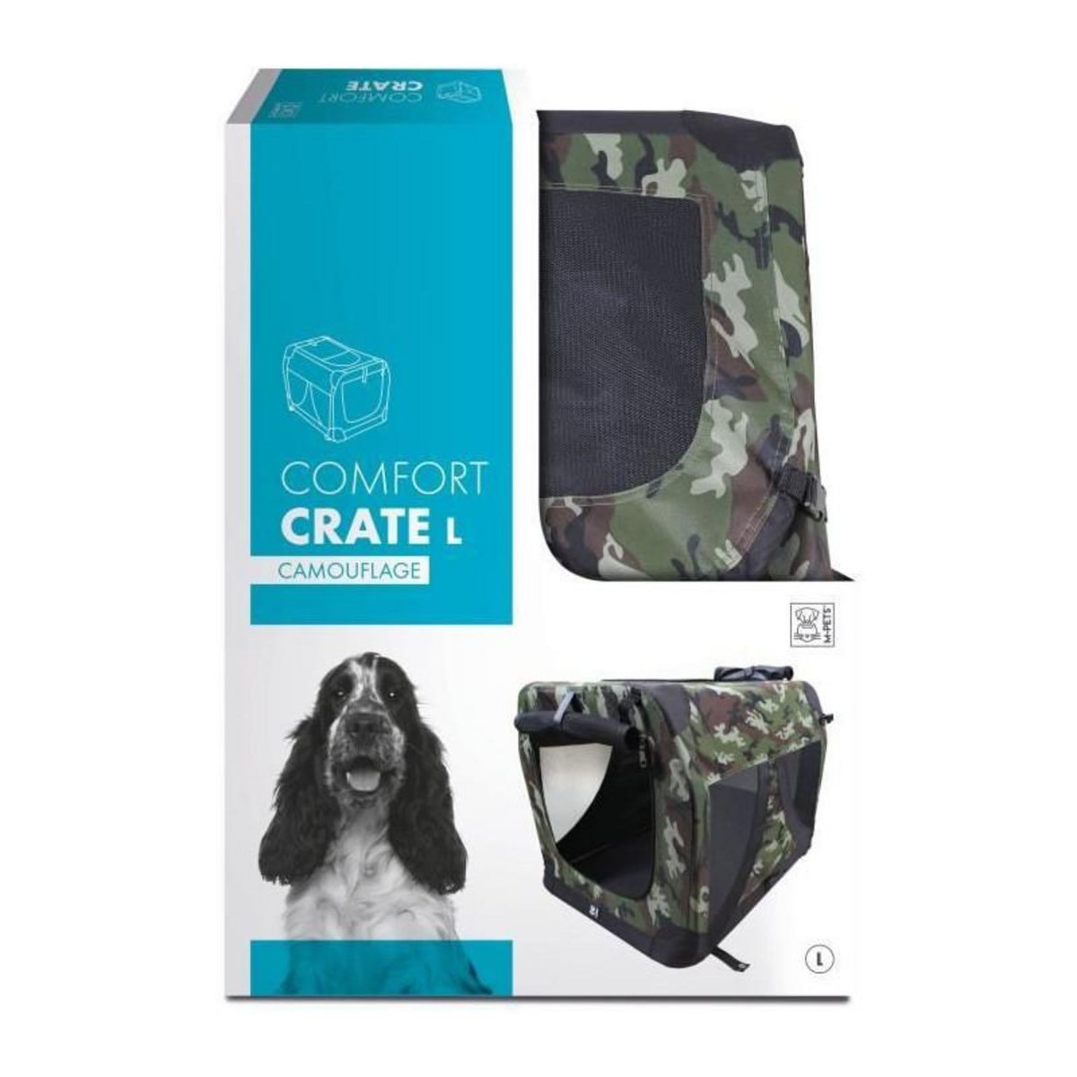 M PETS Caisse de transport - M PETS - COMFORT CRATE L - Camouflage - Pliable - Cadre métallique - Grilles d'aération