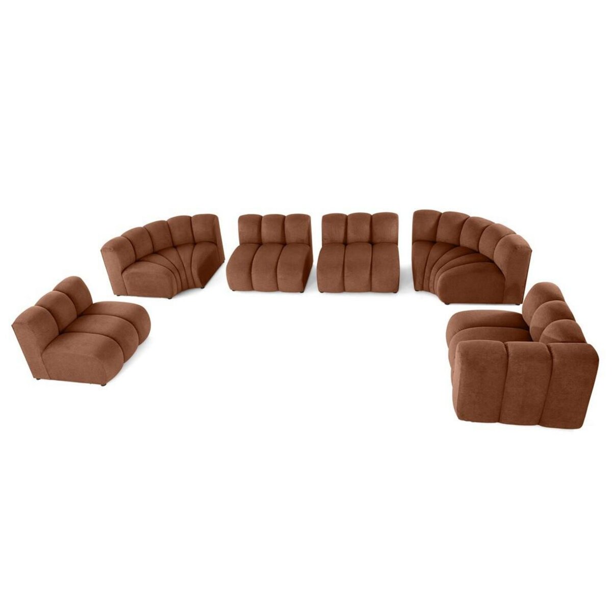 LISA DESIGN Debbie - canapé modulable panoramique d'angle gauche 7 places en tissu texturé