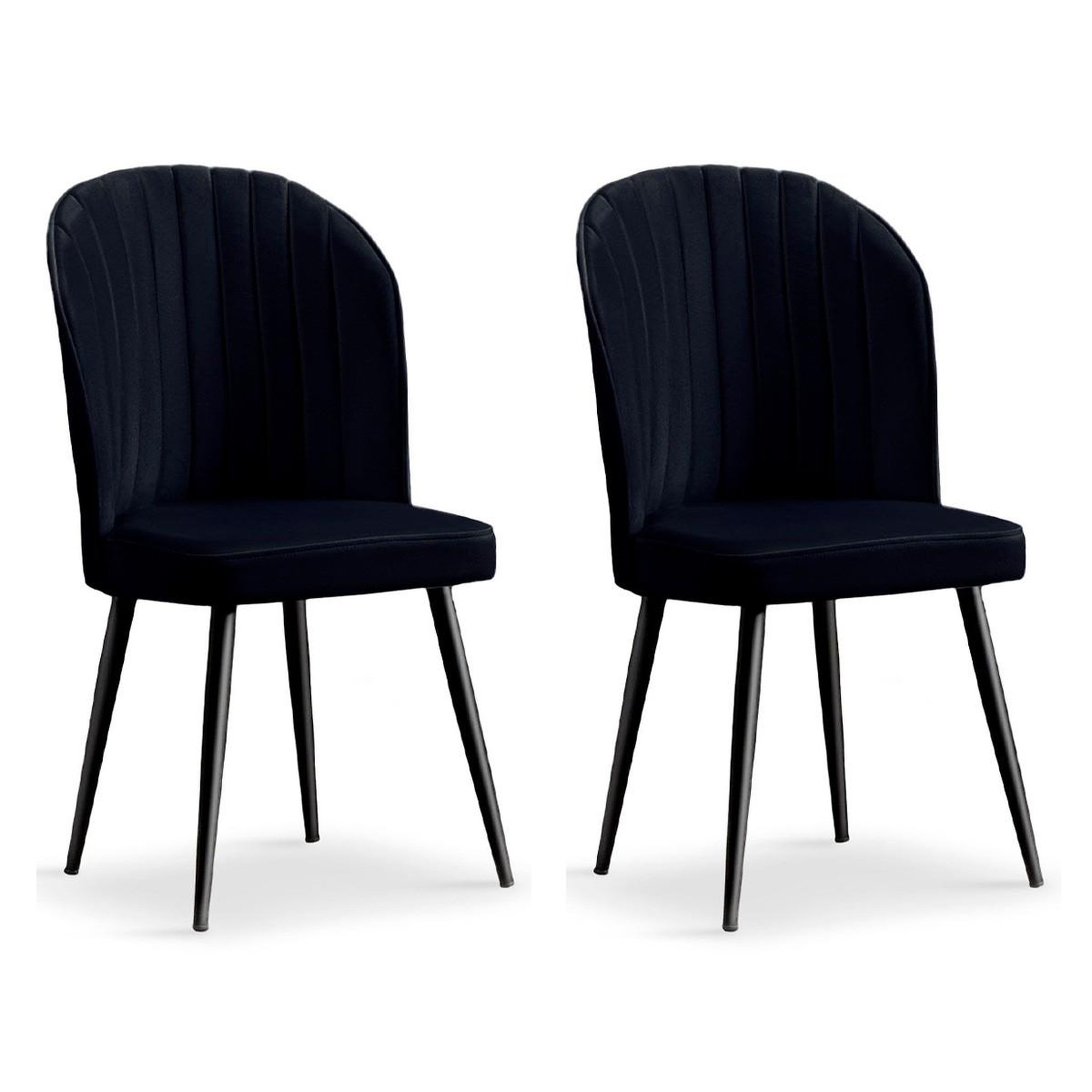 Paris Prix Lot de 2 Chaises Matelassées en Velours  Carmela  87cm Noir