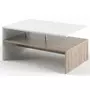 TOILINUX Table basse rectangulaire design scandinave Isidor - L. 90 x H. 60 cm - Couleur bois et blanc