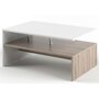 TOILINUX Table basse rectangulaire design scandinave Isidor - L. 90 x H. 60 cm - Couleur bois et blanc
