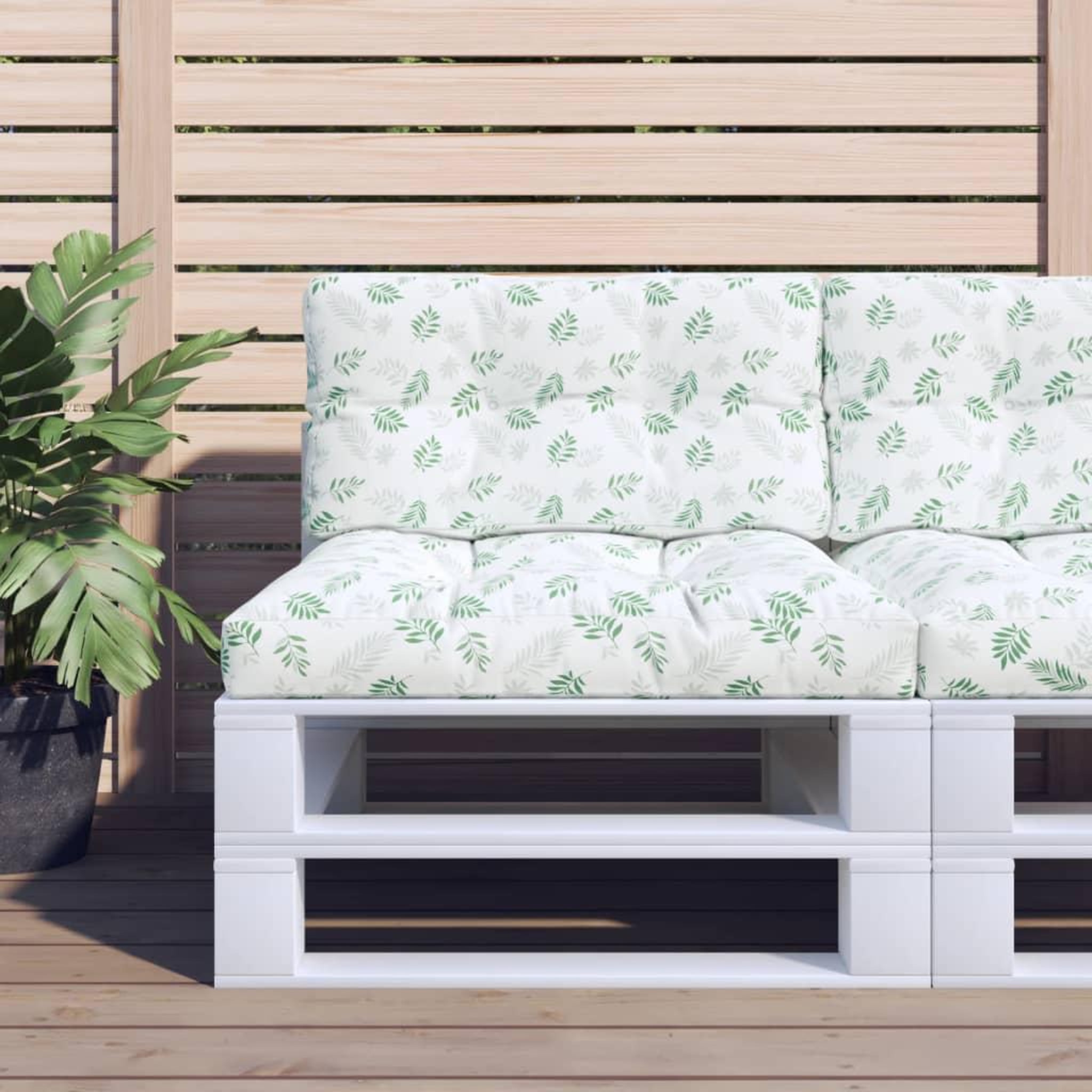 Voir la diapositive 1 : VIDAXL Coussins de palette lot de 2 motif de feuilles tissu
