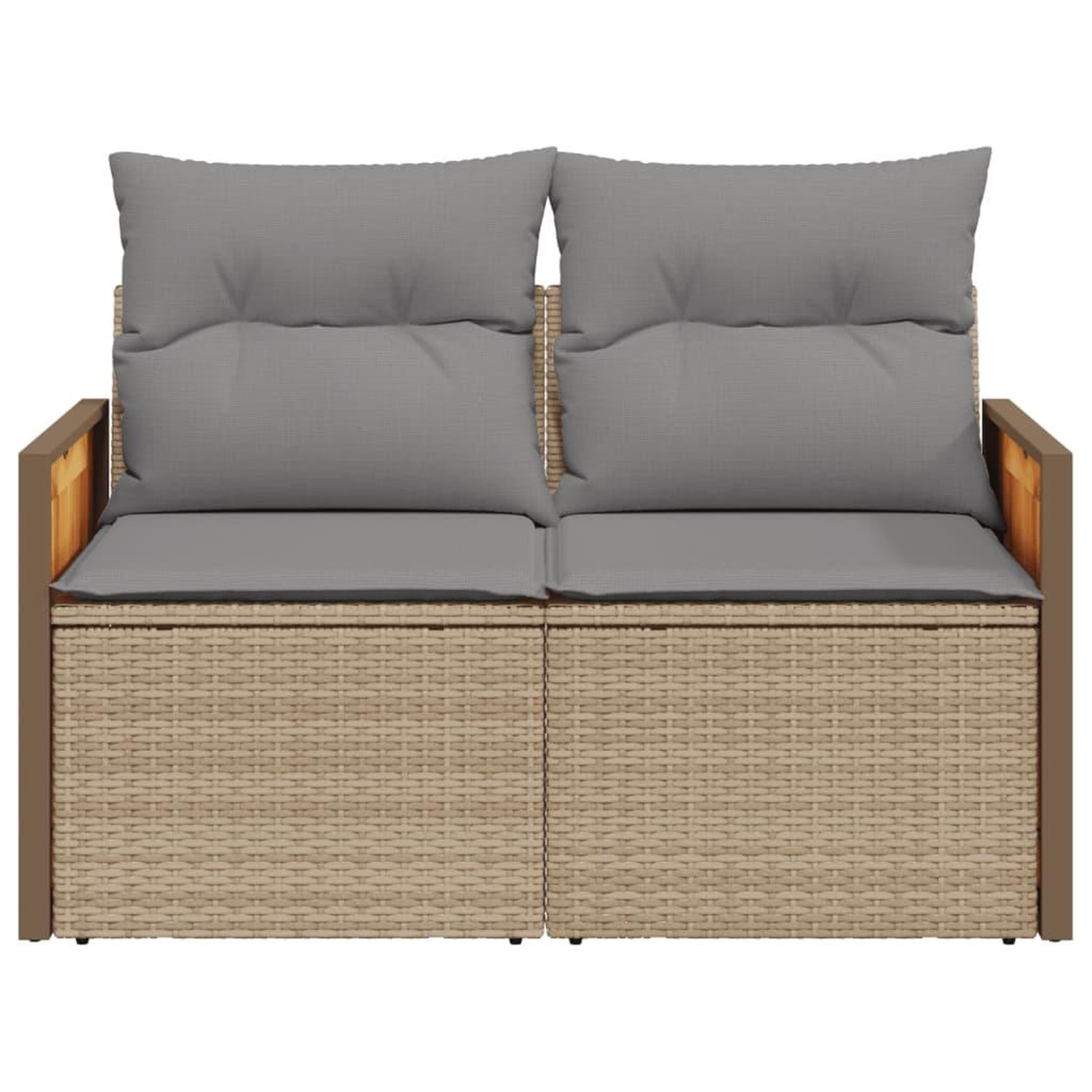 Voir la diapositive 4 : VIDAXL Canape de jardin avec coussins 2 places beige resine tressee