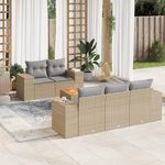 VIDAXL Salon de jardin avec coussins 6 pcs beige resine tressee
