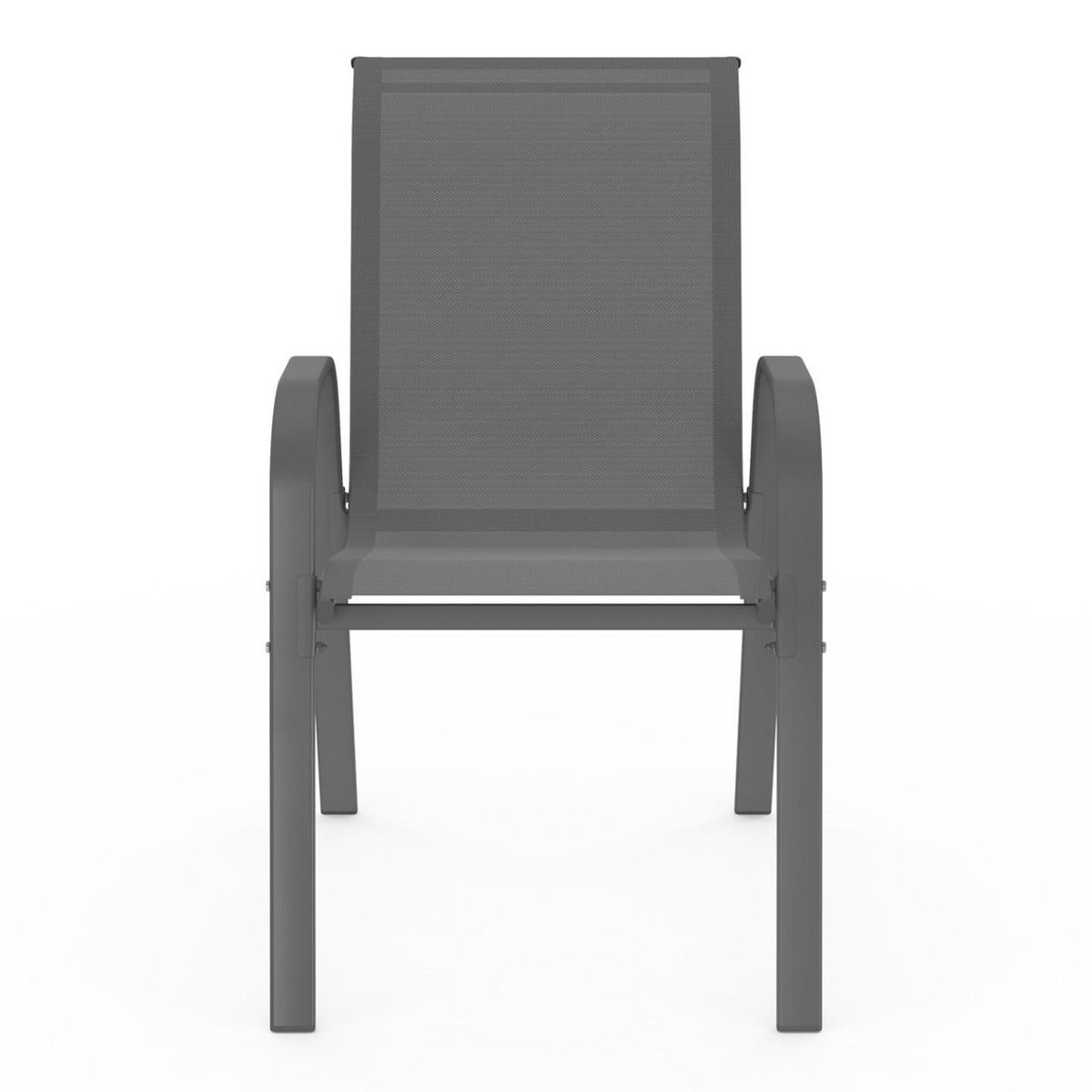 ID MARKET Lot de 6 chaises de jardin LYMA métal et textilène empilables gris anthracite