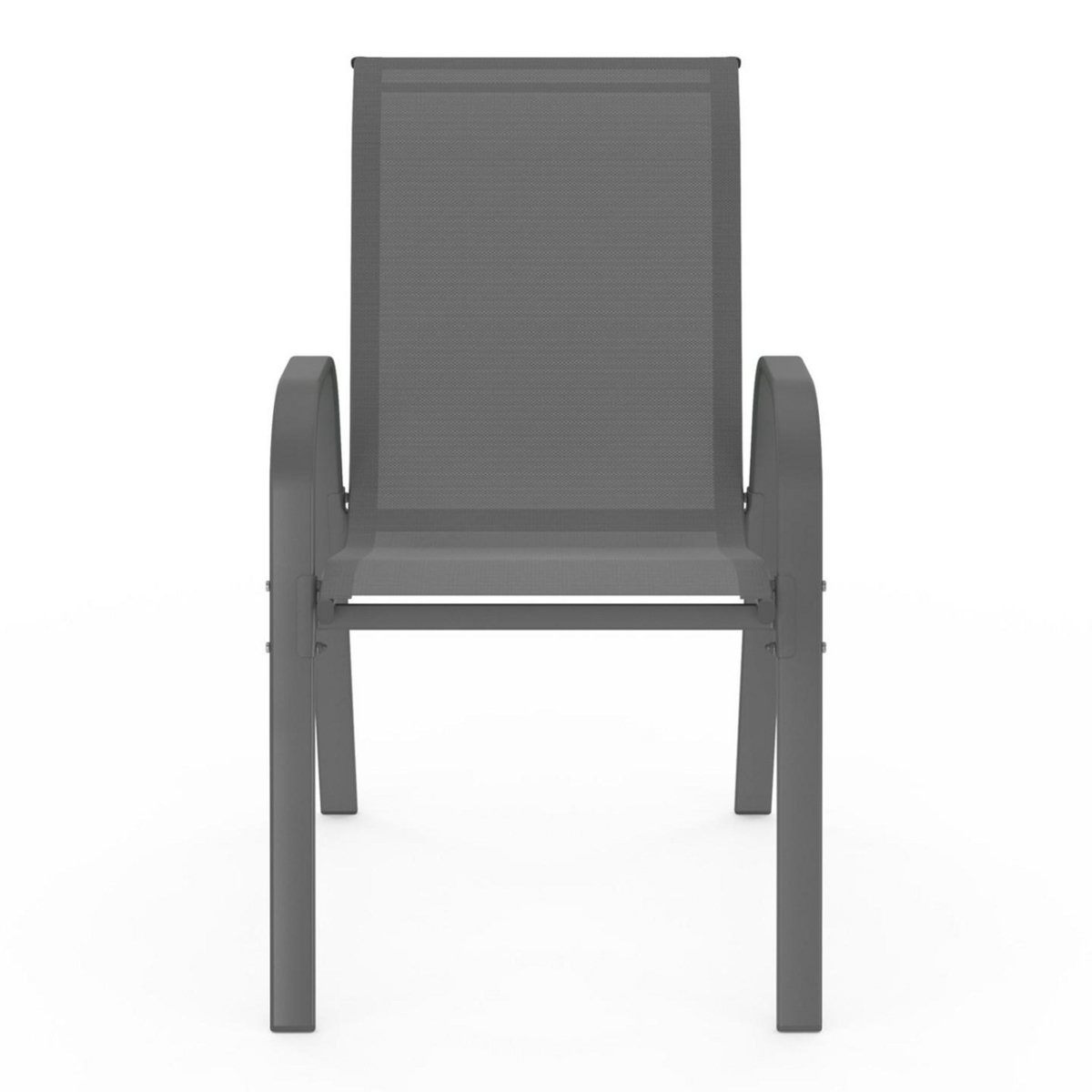 ID MARKET Lot de 6 chaises de jardin LYMA métal et textilène empilables gris anthracite