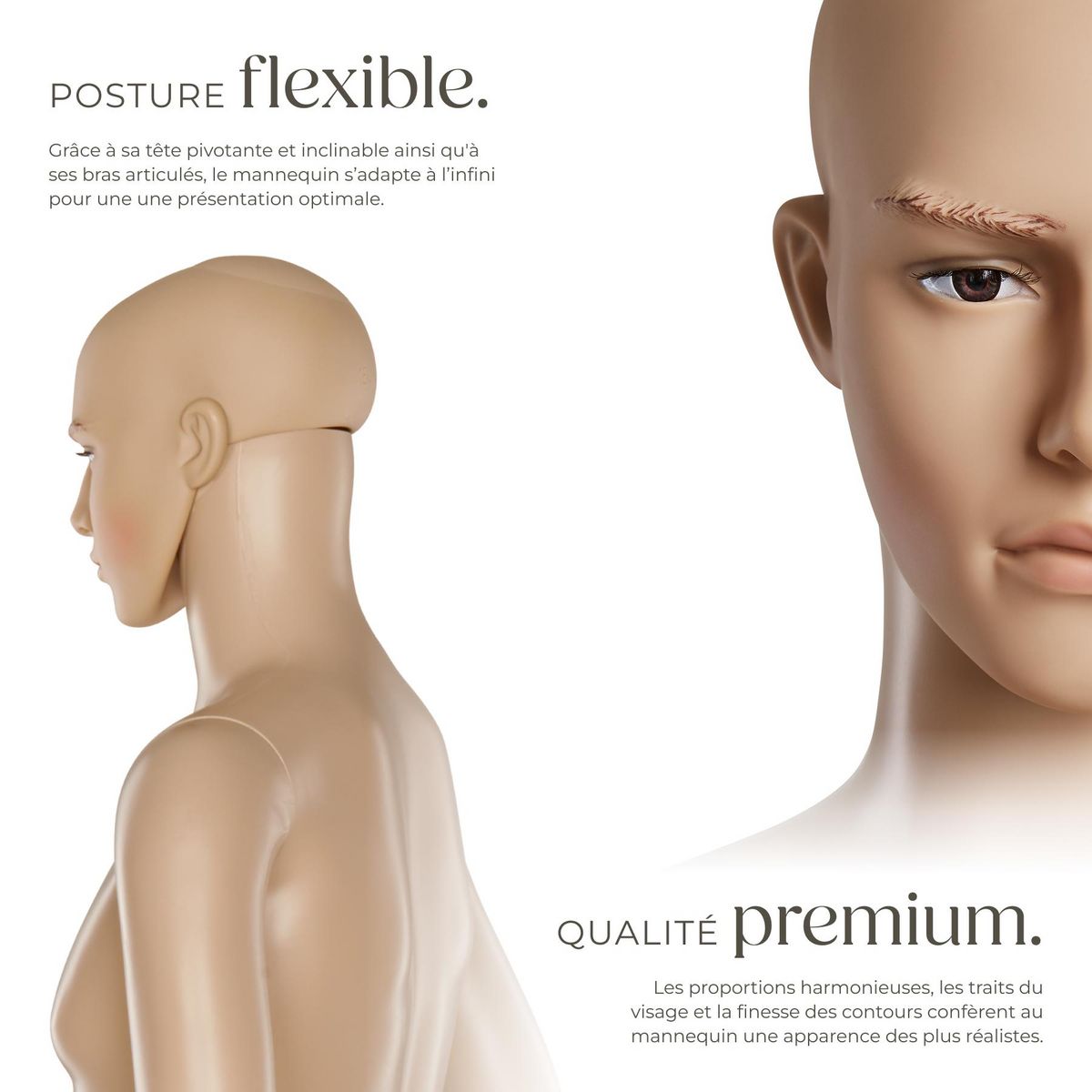 tectake Mannequin de vitrine en plastique beige