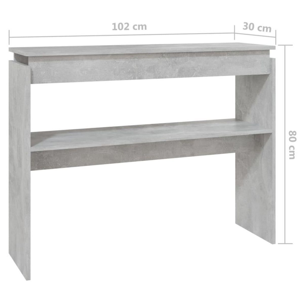 VIDAXL Table console gris beton 102x30x80 cm bois d'ingenierie