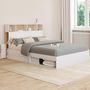 Voir la diapositive 2 : ID MARKET Lit double CLEM avec tête de lit, rangements et sommier 140 x 190 cm blanc