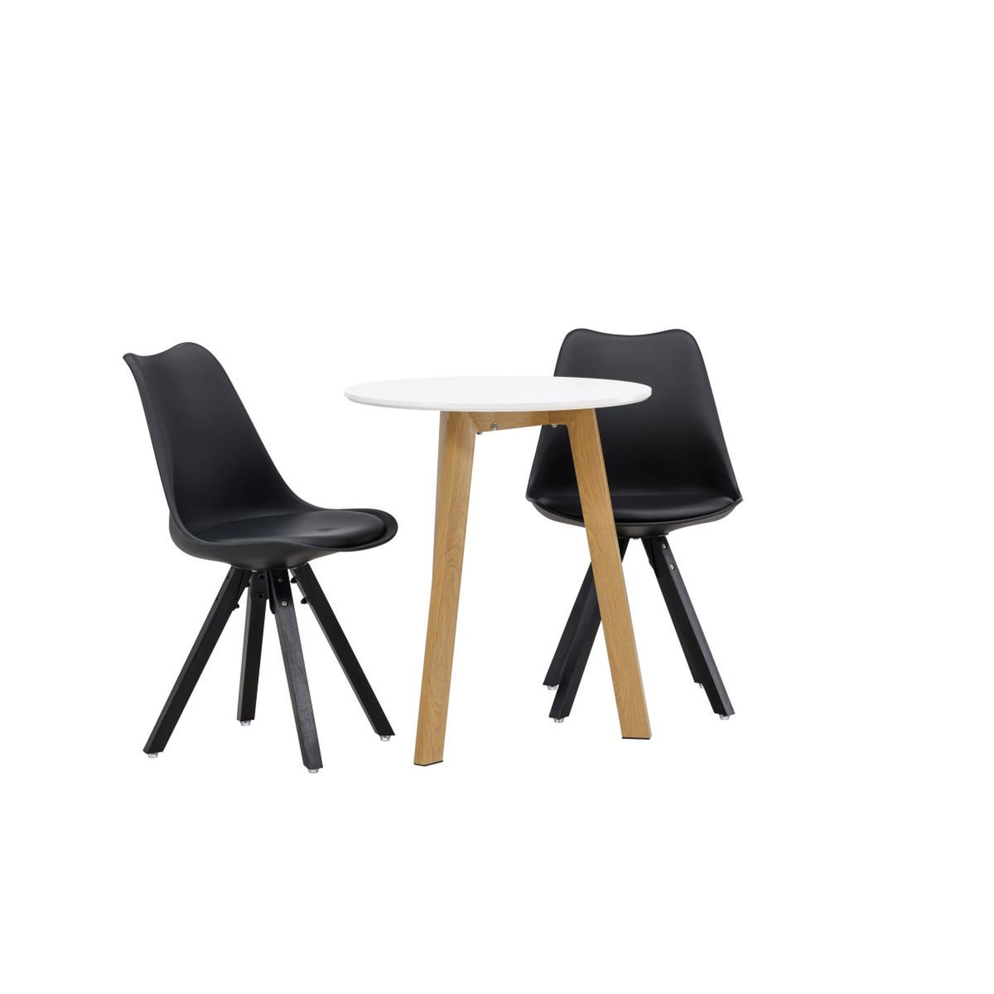Voir la diapositive 3 : Paris Prix Ensemble table à manger & 2 chaises  leonora & zeno  65cm noir & blanc