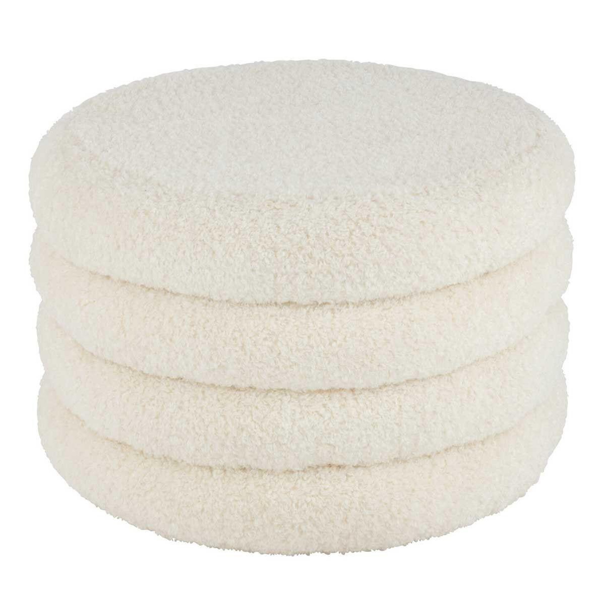J-LINE Pouf rond design  teddy  65cm blanc