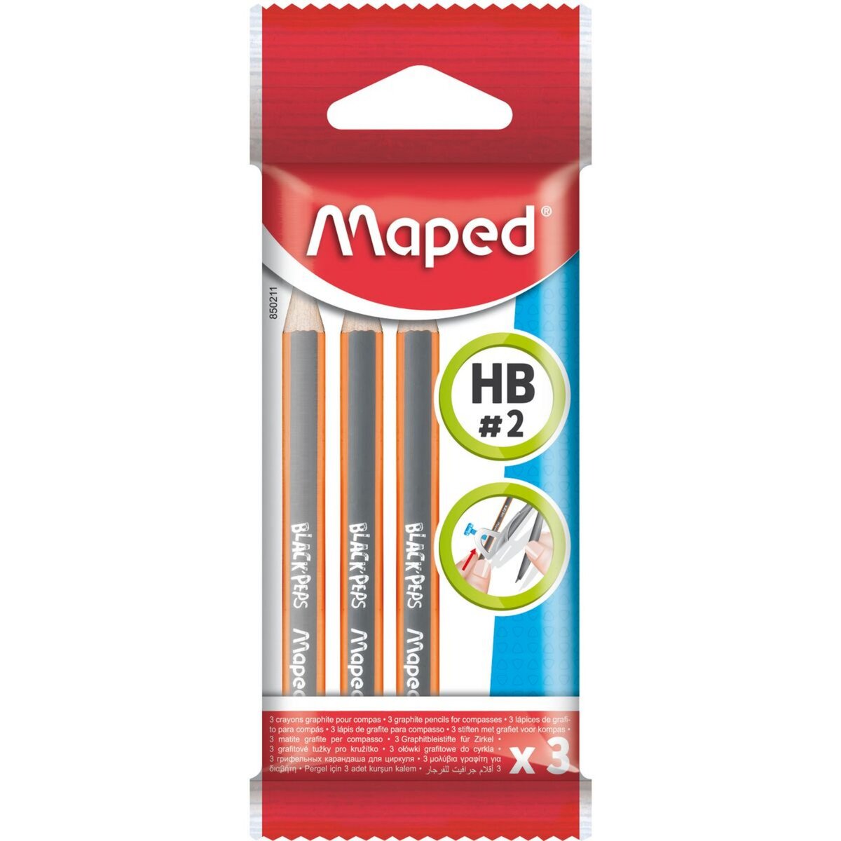 Crayon pour compas Maped Black peps lot de 3