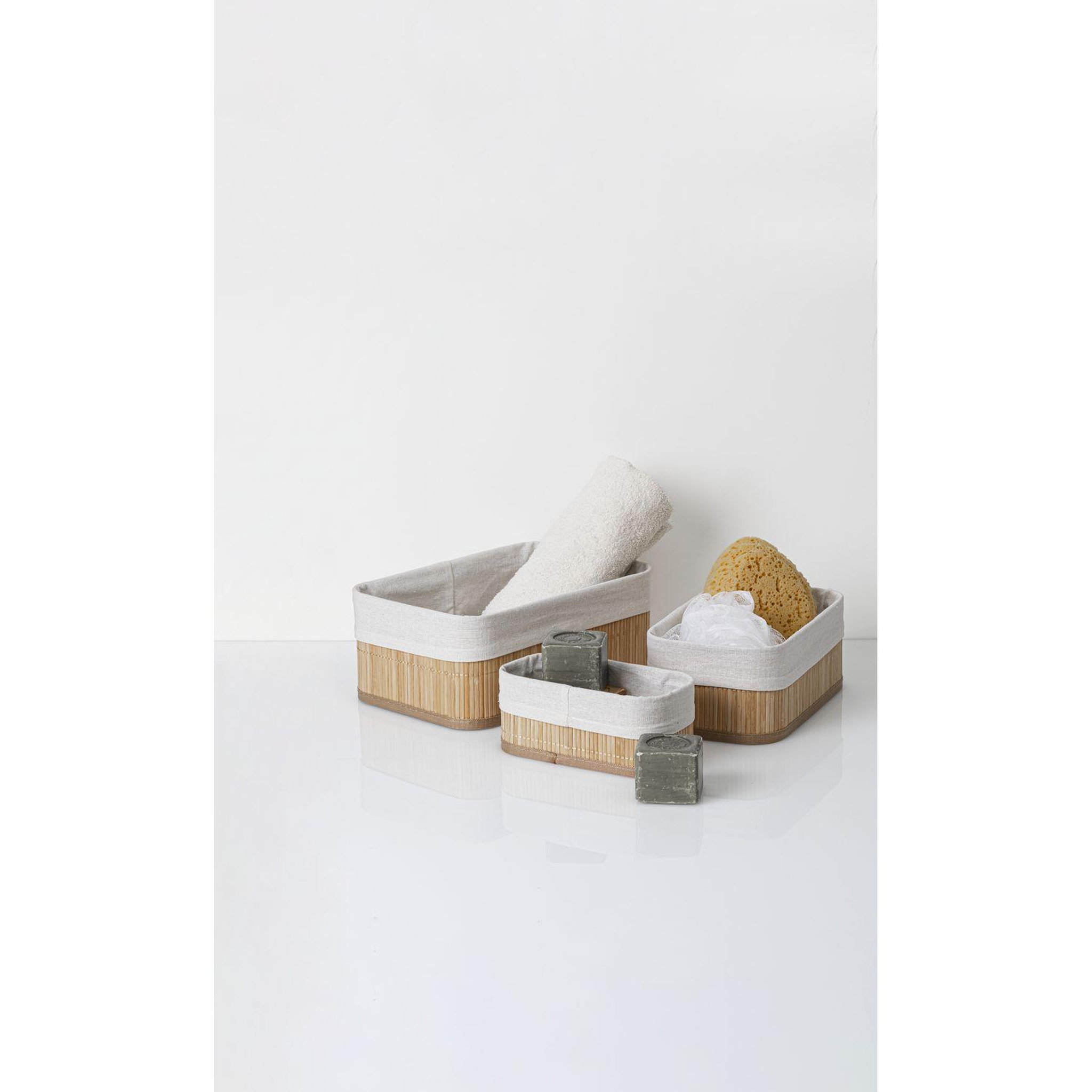 Voir la diapositive 4 : FIVE Lot de 3 paniers en bambou naturel et polyester