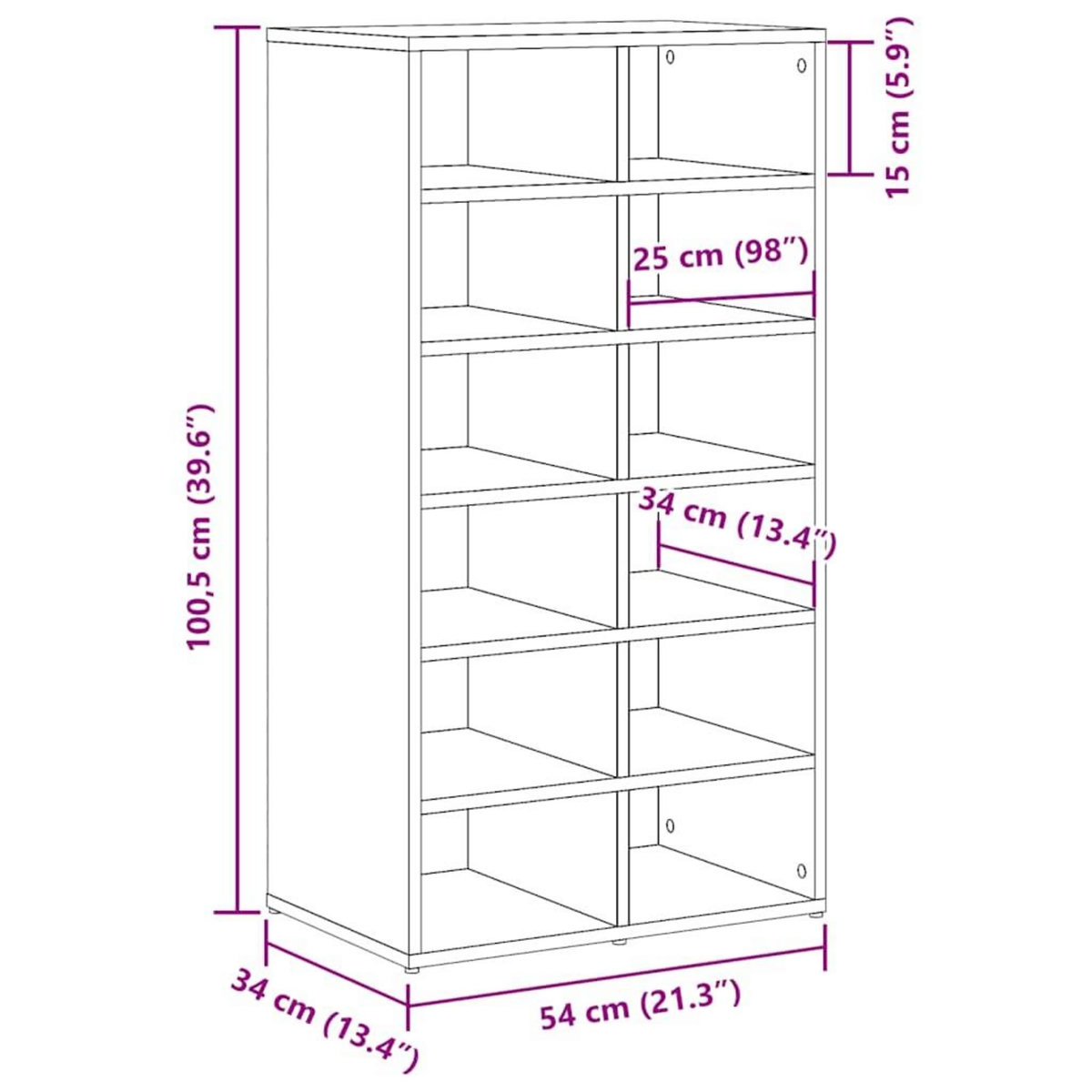 VIDAXL Etagere a chaussures vieux bois 54x34x100,5cm bois d'ingenierie