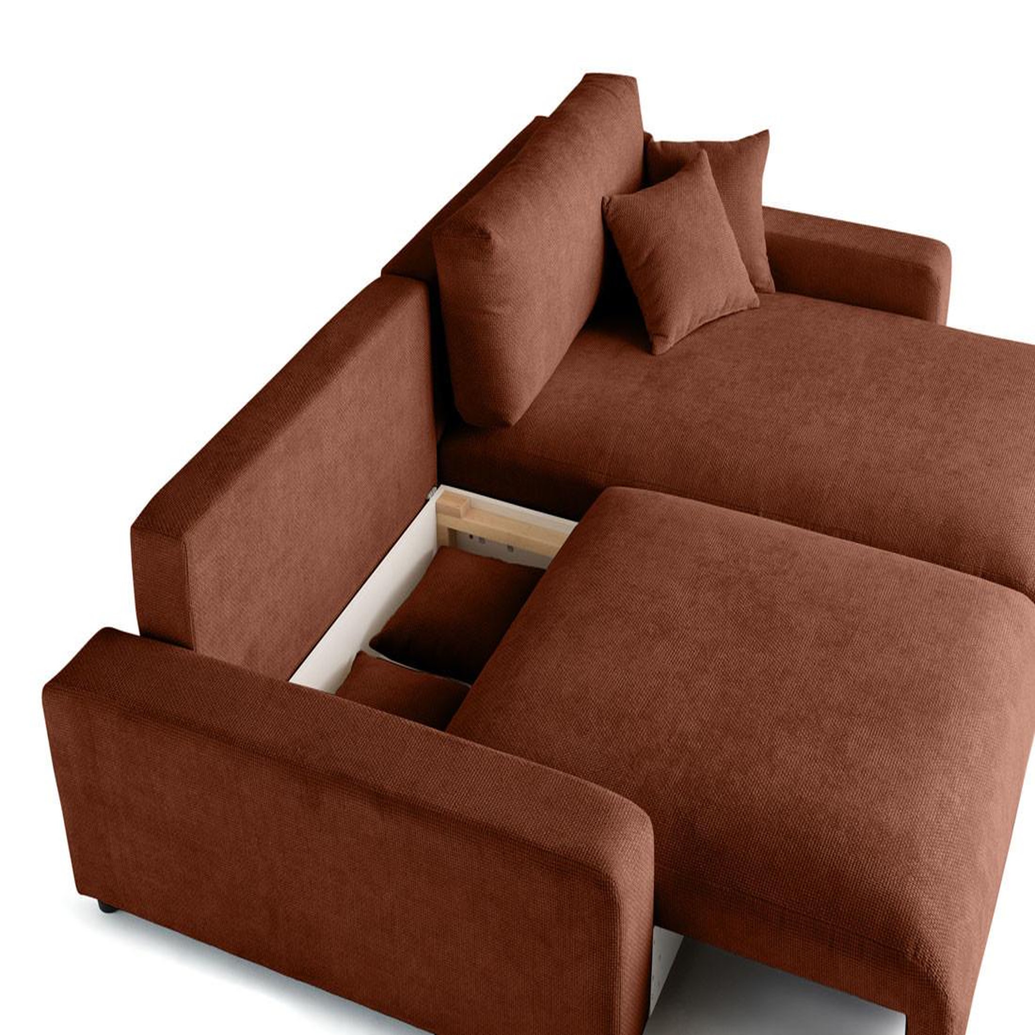 Voir la diapositive 4 : LISA DESIGN Pivoine - canapé d'angle réversible - 4 places - convertible avec coffre - en velours texturé