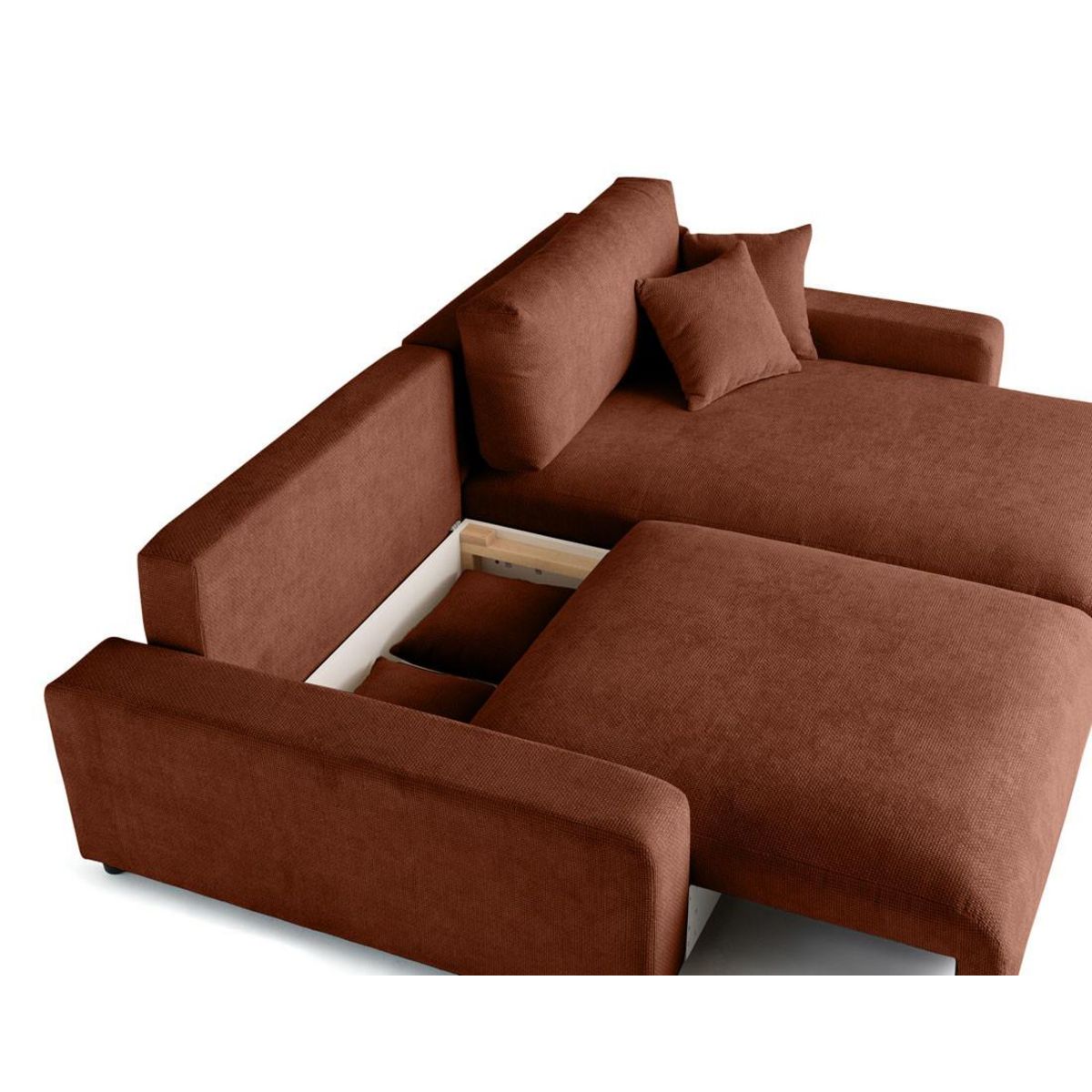 LISA DESIGN Pivoine - canapé d'angle réversible - 4 places - convertible avec coffre - en velours texturé