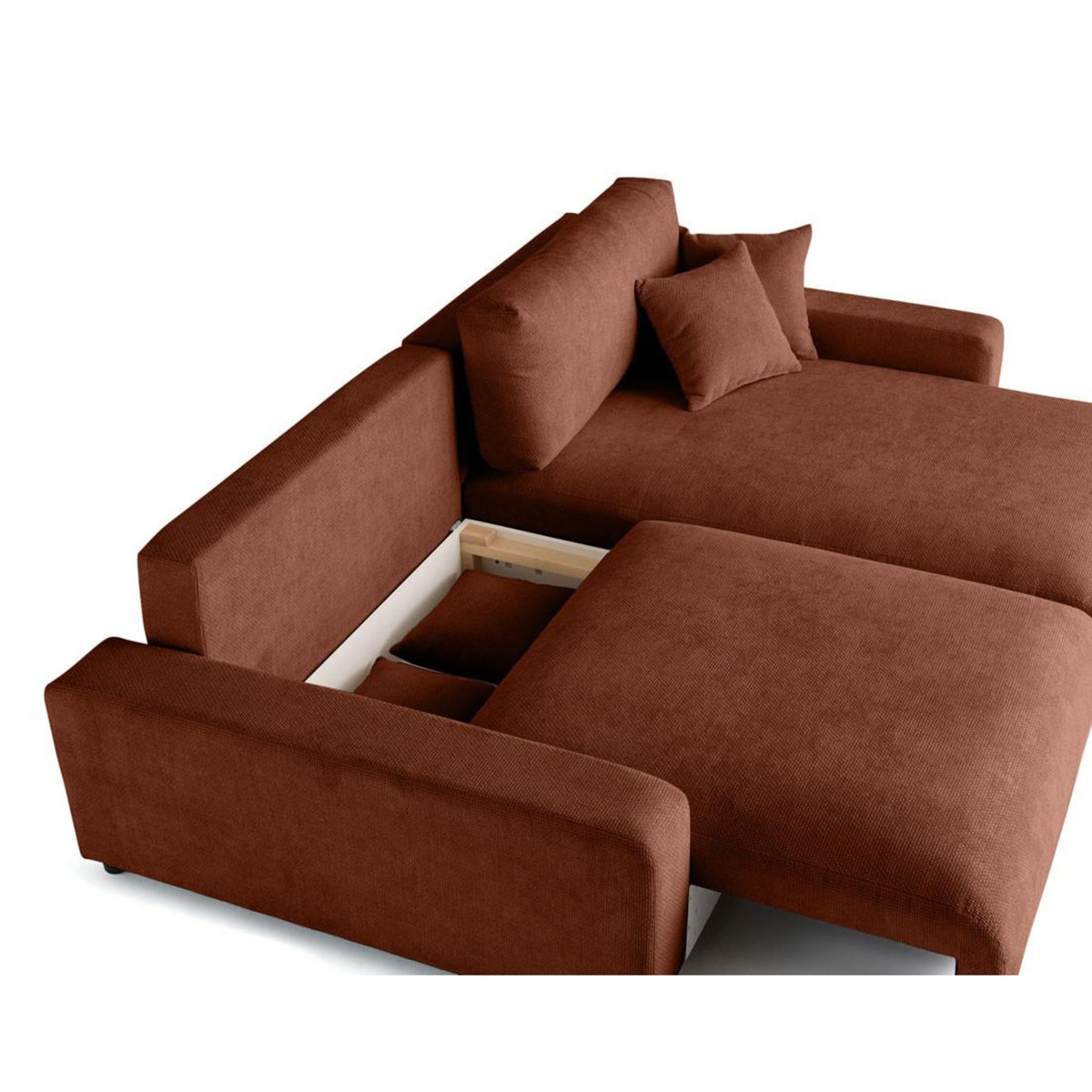 LISA DESIGN Pivoine - canapé d'angle réversible - 4 places - convertible avec coffre - en velours texturé