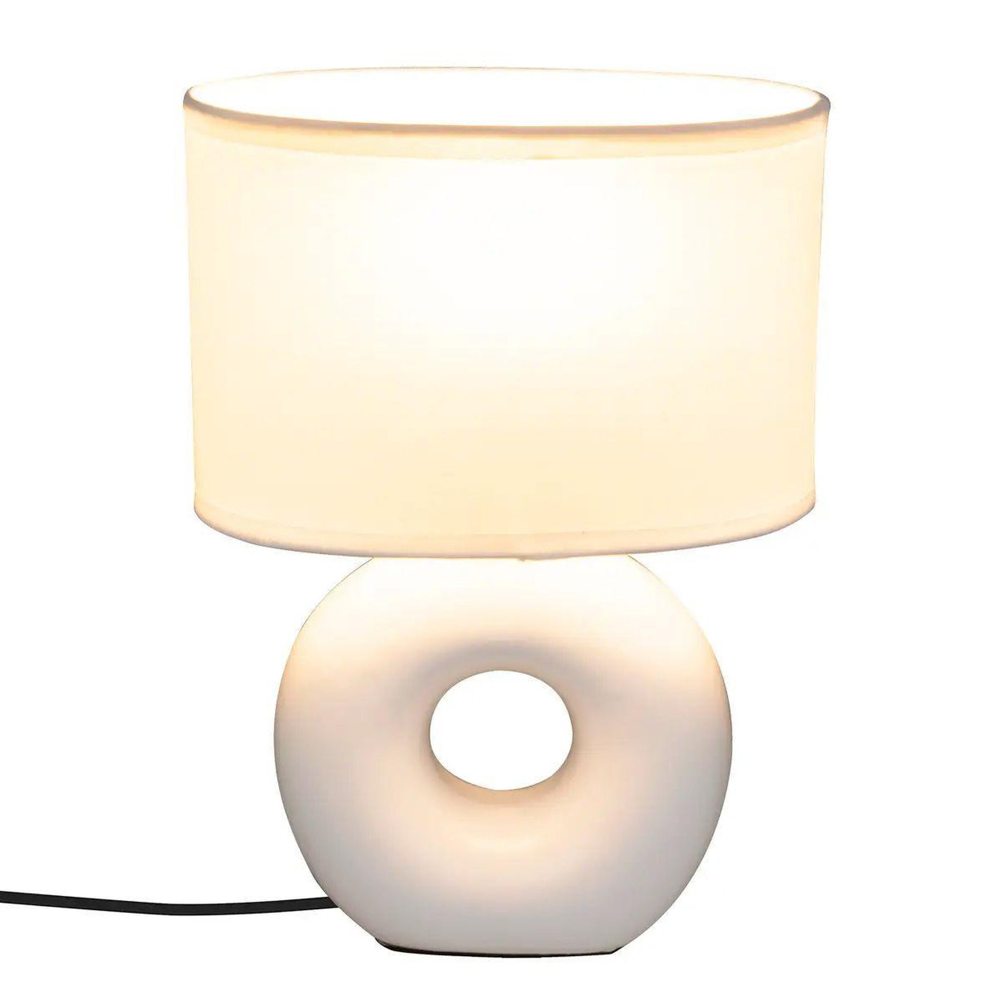 Voir la diapositive 2 : ATMOSPHERA Lampe à poser ronde  baru  25cm blanc mat