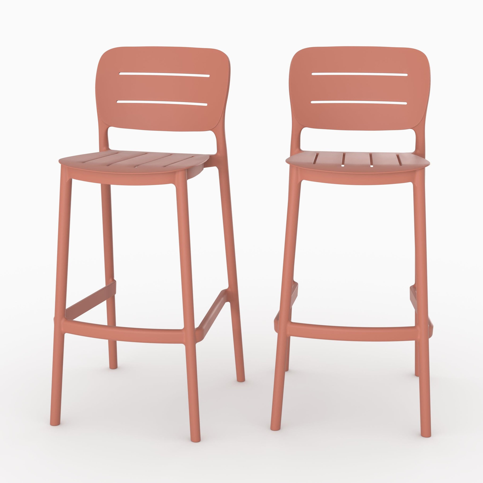 MAISON PAVANE Lot de 2 chaises de bar de jardin 75 cm en plastique vieux rose-lola