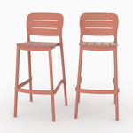 Rendez vous déco Lot de 2 chaises de bar de jardin 75 cm en plastique terracotta-Lola