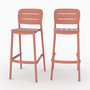 Voir la diapositive 1 : Rendez vous déco Lot de 2 chaises de bar de jardin 75 cm en plastique terracotta-Lola