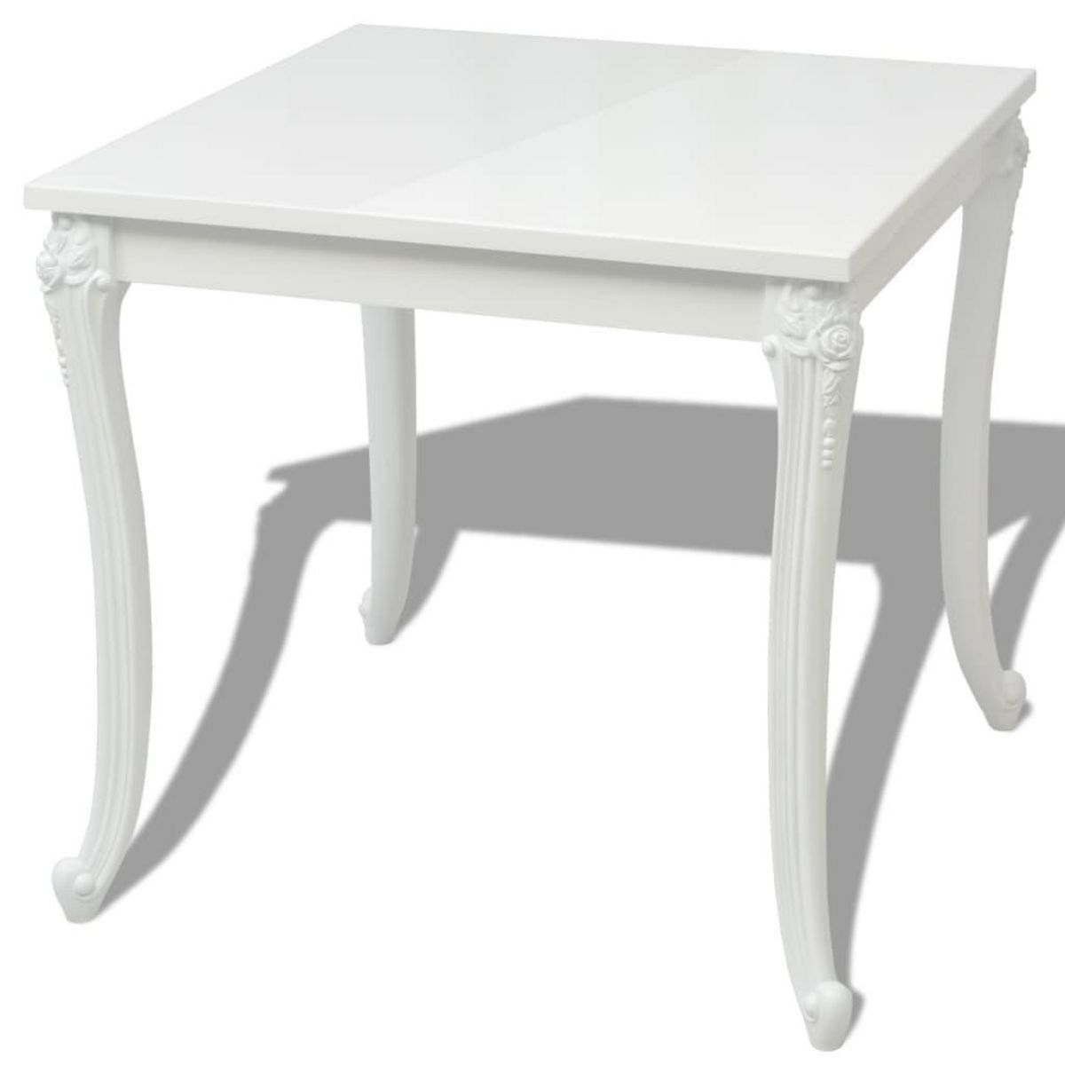 VIDAXL Table a manger 80x80x76 cm blanc brillant