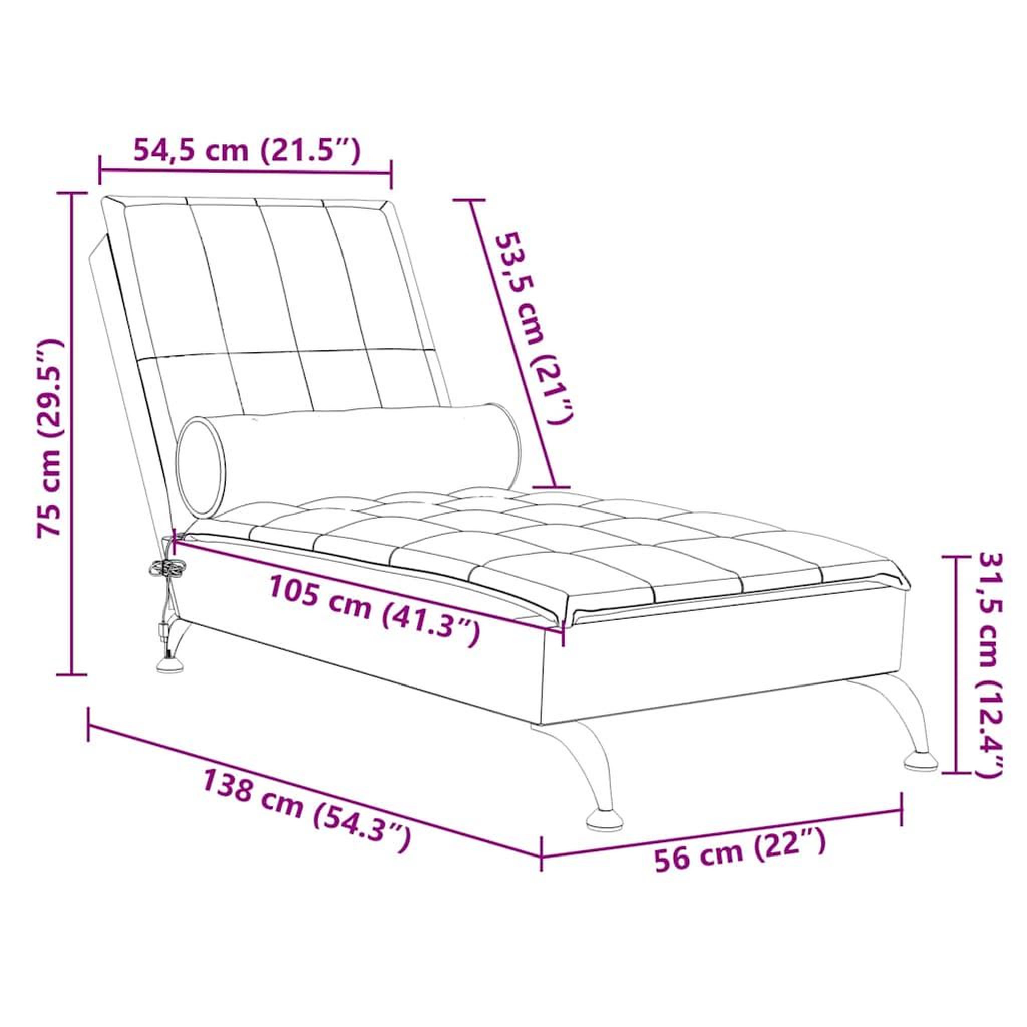 Voir la diapositive 6 : VIDAXL Chaise longue de massage avec traversin gris clair tissu