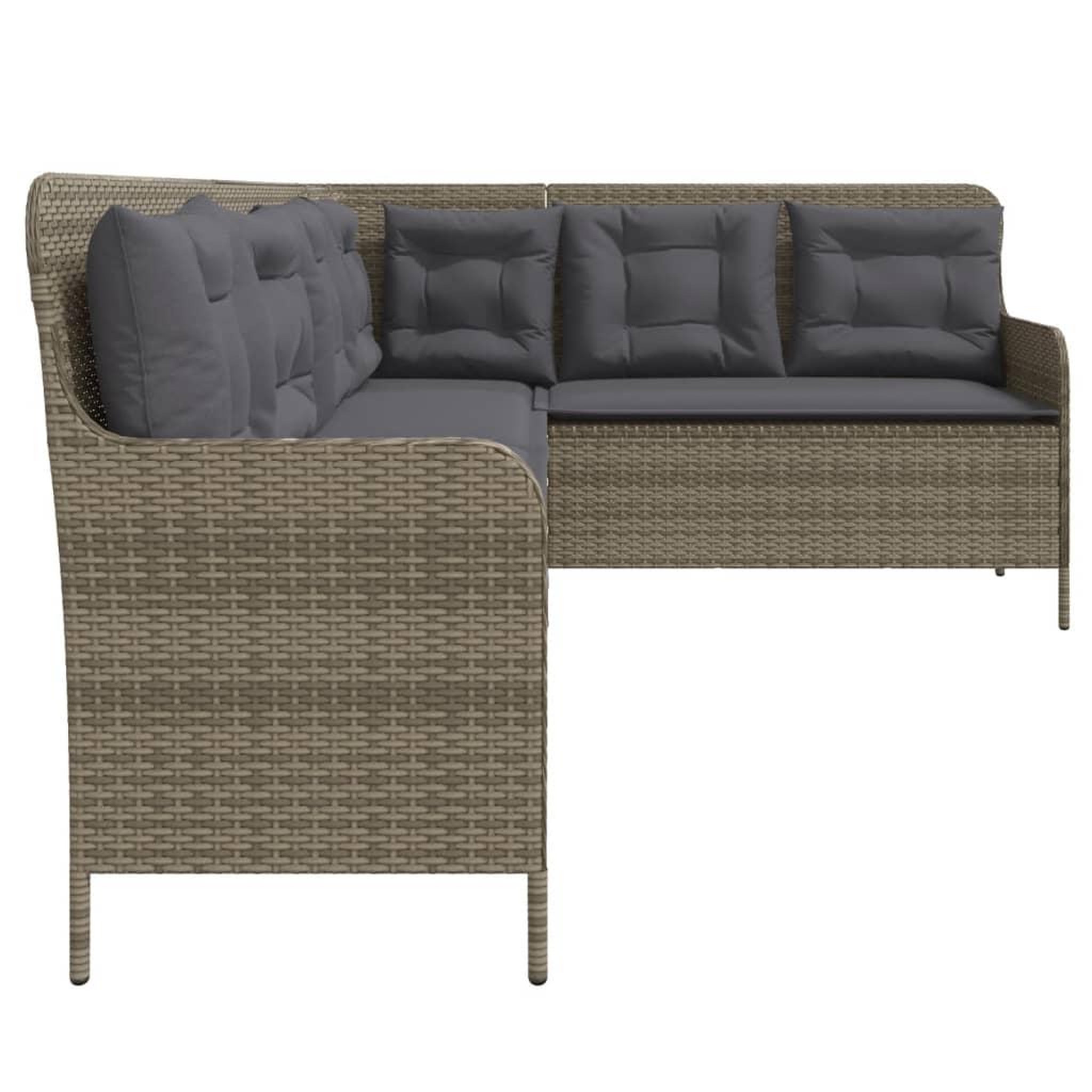 Voir la diapositive 5 : VIDAXL Canape de jardin avec coussins forme de L gris resine tressee
