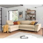 BEST MOBILIER Clever - canapé d'angle gauche - 5 places - convertible avec coffre et têtières - en tissu. Coloris disponibles : Beige, Gris