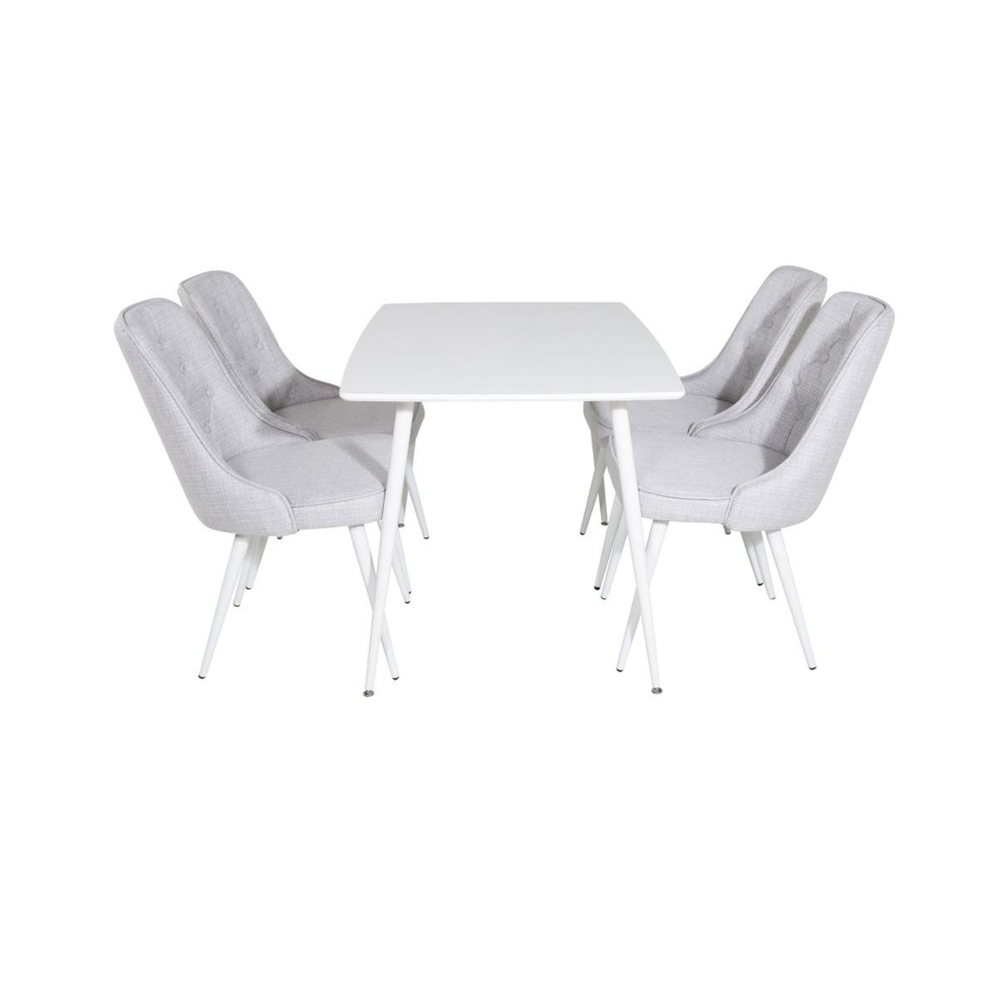 Voir la diapositive 2 : Paris Prix Ensemble table à manger & 4 chaises  polar & deluxe  120cm blanc & gris