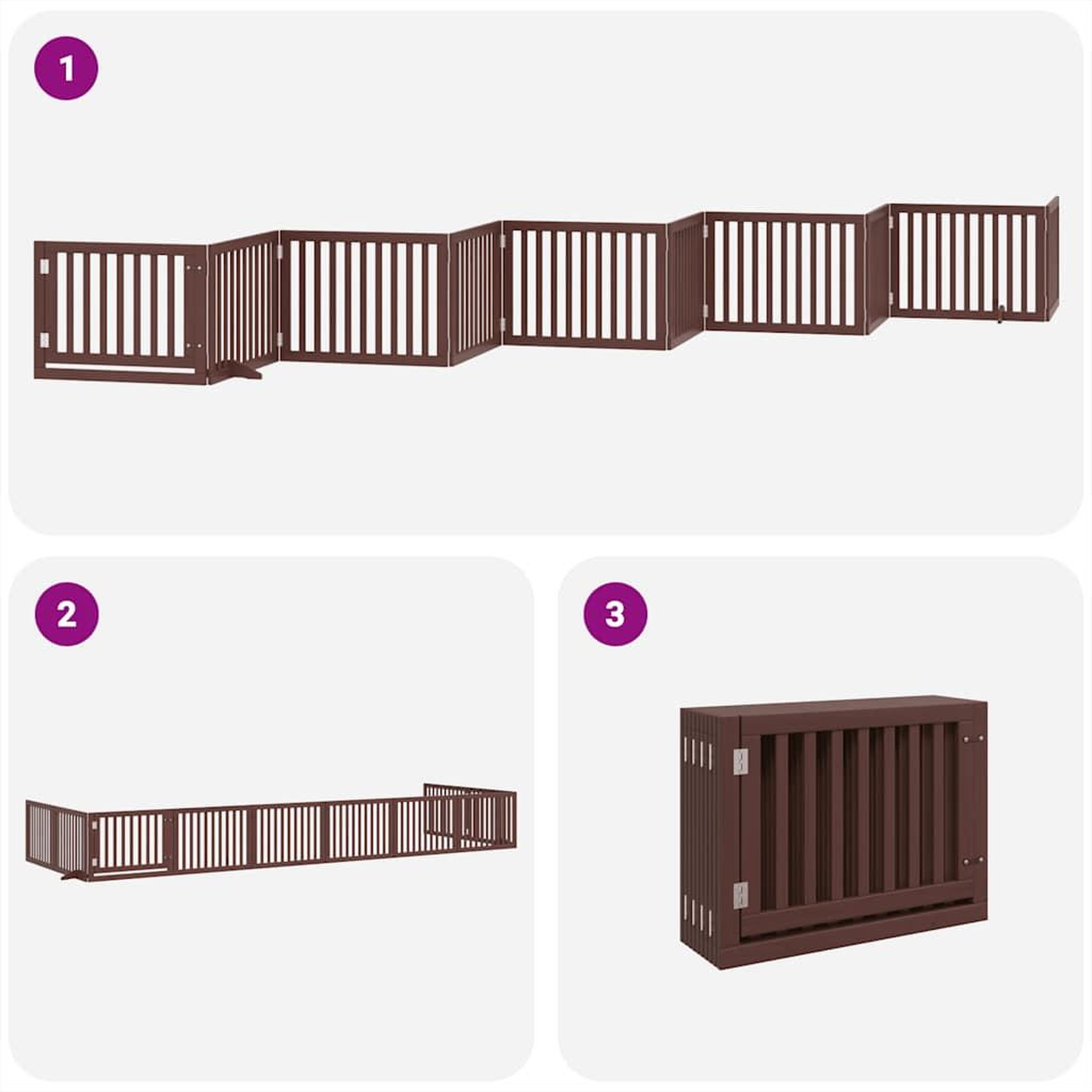 Voir la diapositive 5 : VIDAXL Barriere pour chien porte pliable 10 panneaux bois de peuplier