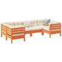 Voir la diapositive 1 : VIDAXL Salon de jardin 6 pcs avec coussins cire marron bois pin massif