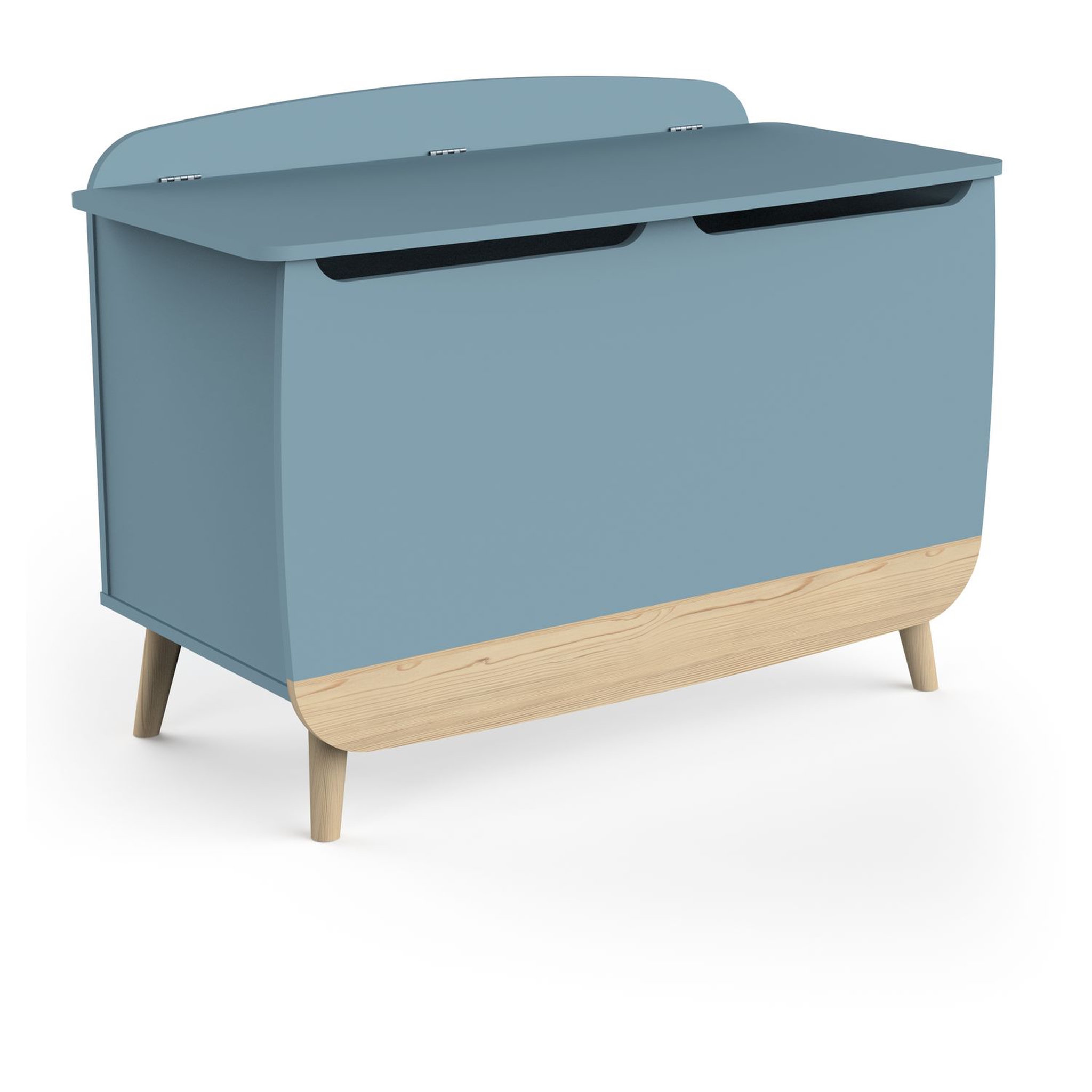 Voir la diapositive 5 : Coffre à jouets avec couvercle bleu LINIA 
