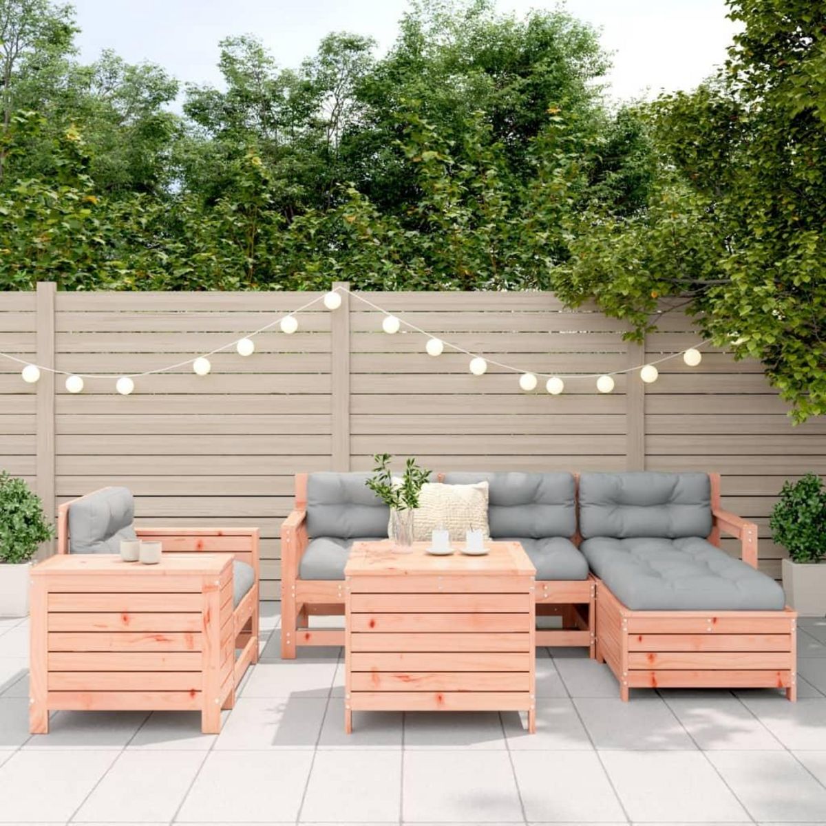 VIDAXL Salon de jardin 7 pcs bois massif sapin de douglas