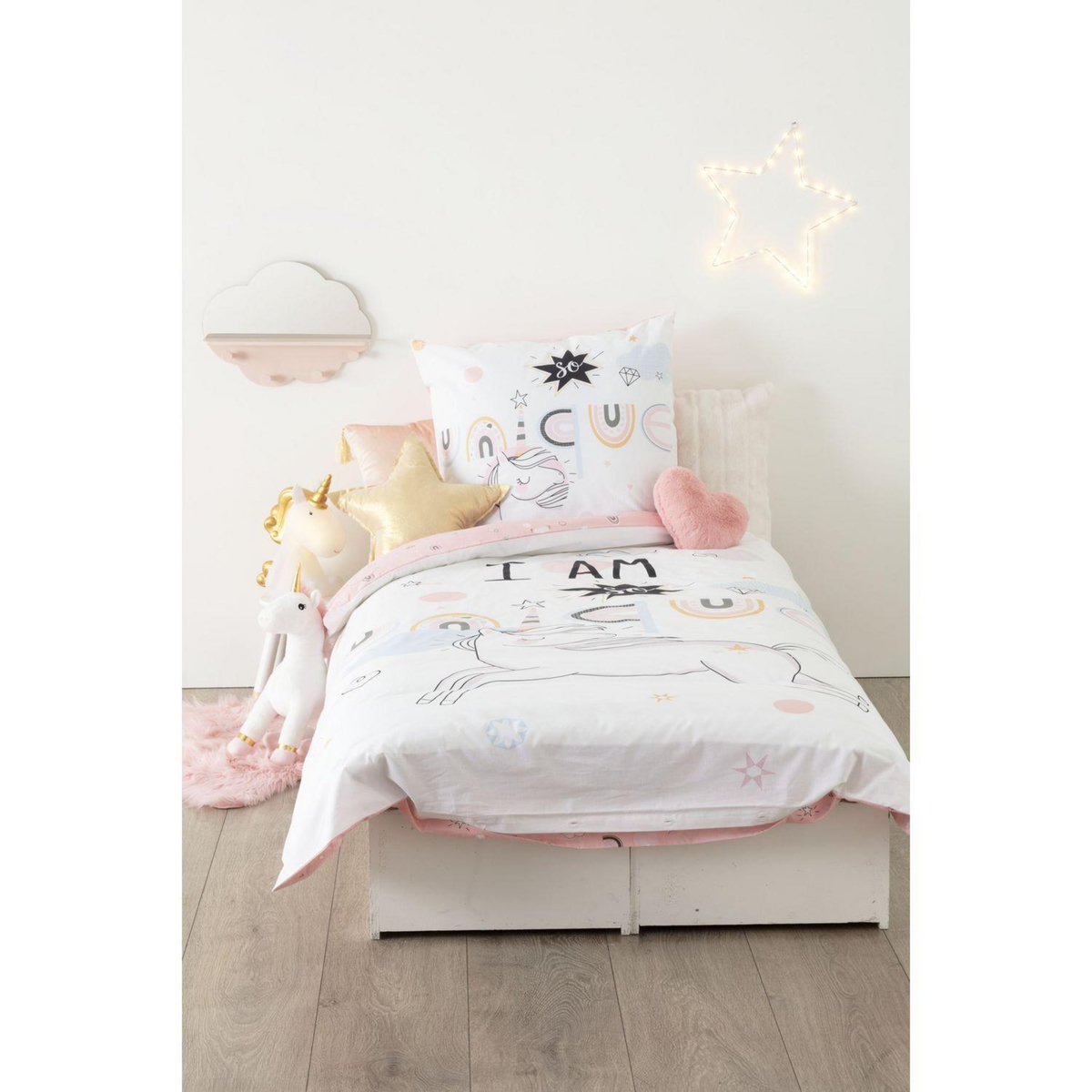 ATMOSPHERA Parure de lit enfant licorne - 100% coton 57 fils/cm² - 140 x 200 cm
