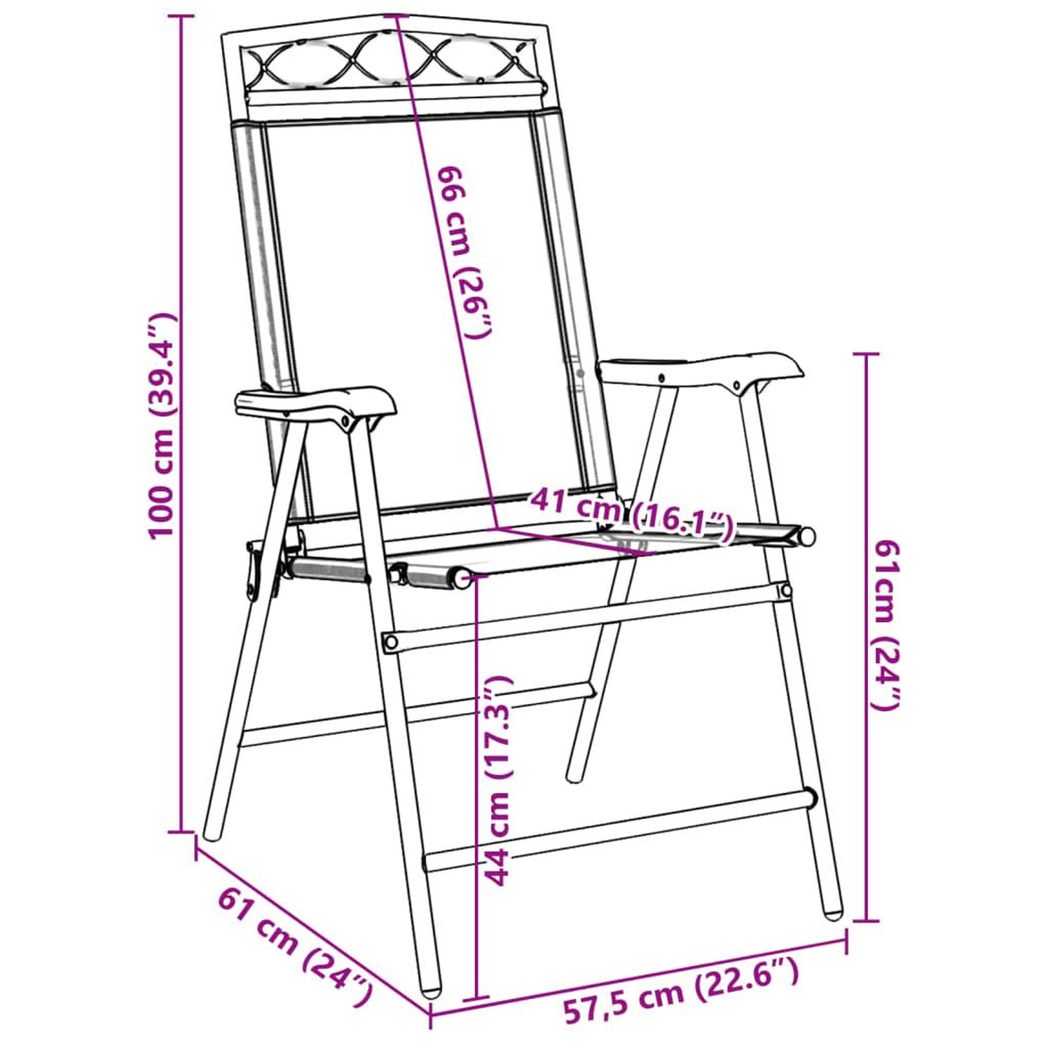 Voir la diapositive 6 : VIDAXL Chaises de jardin pliables lot de 8 en acier et textilene