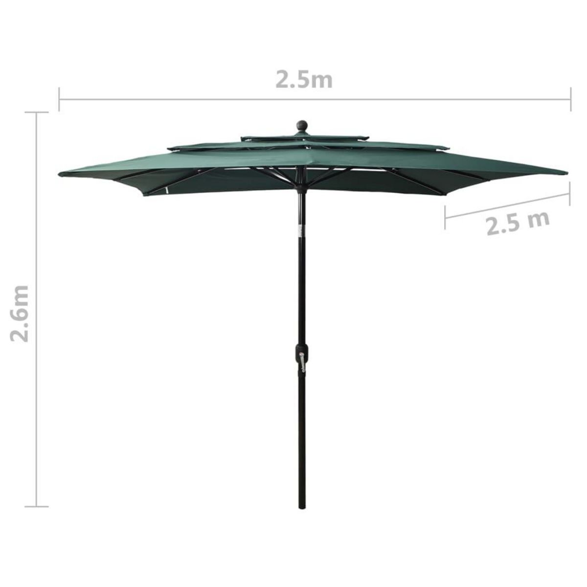 VIDAXL Parasol de jardin a 3 niveaux avec mat en aluminium vert