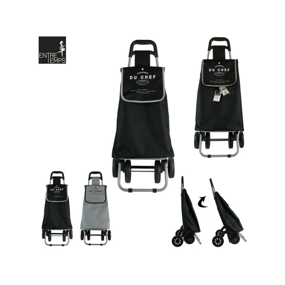 Entre temps Chariot de courses 4 roues noir