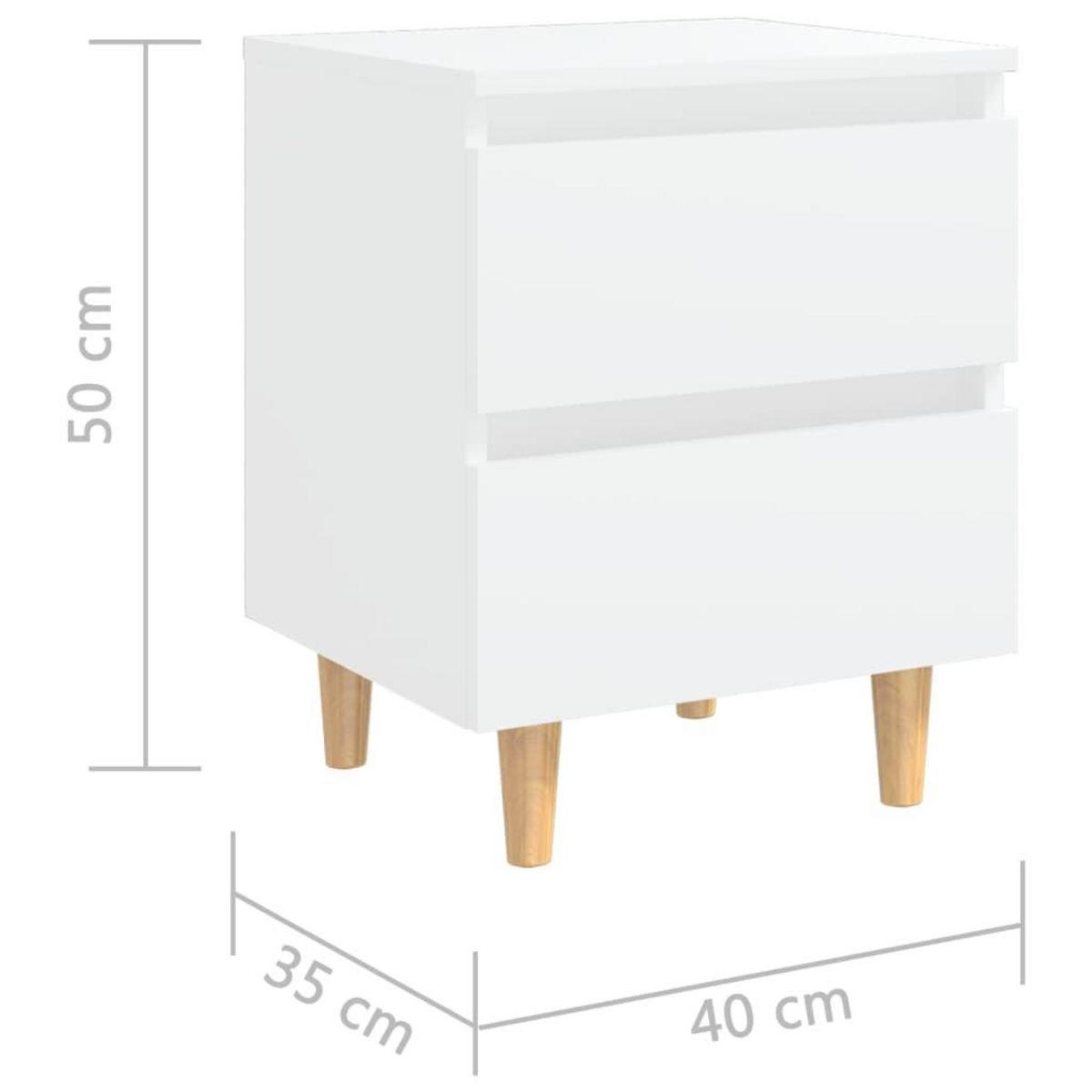 VIDAXL Tables de chevet avec pieds en pin 2 pcs Blanc 40x35x50 cm