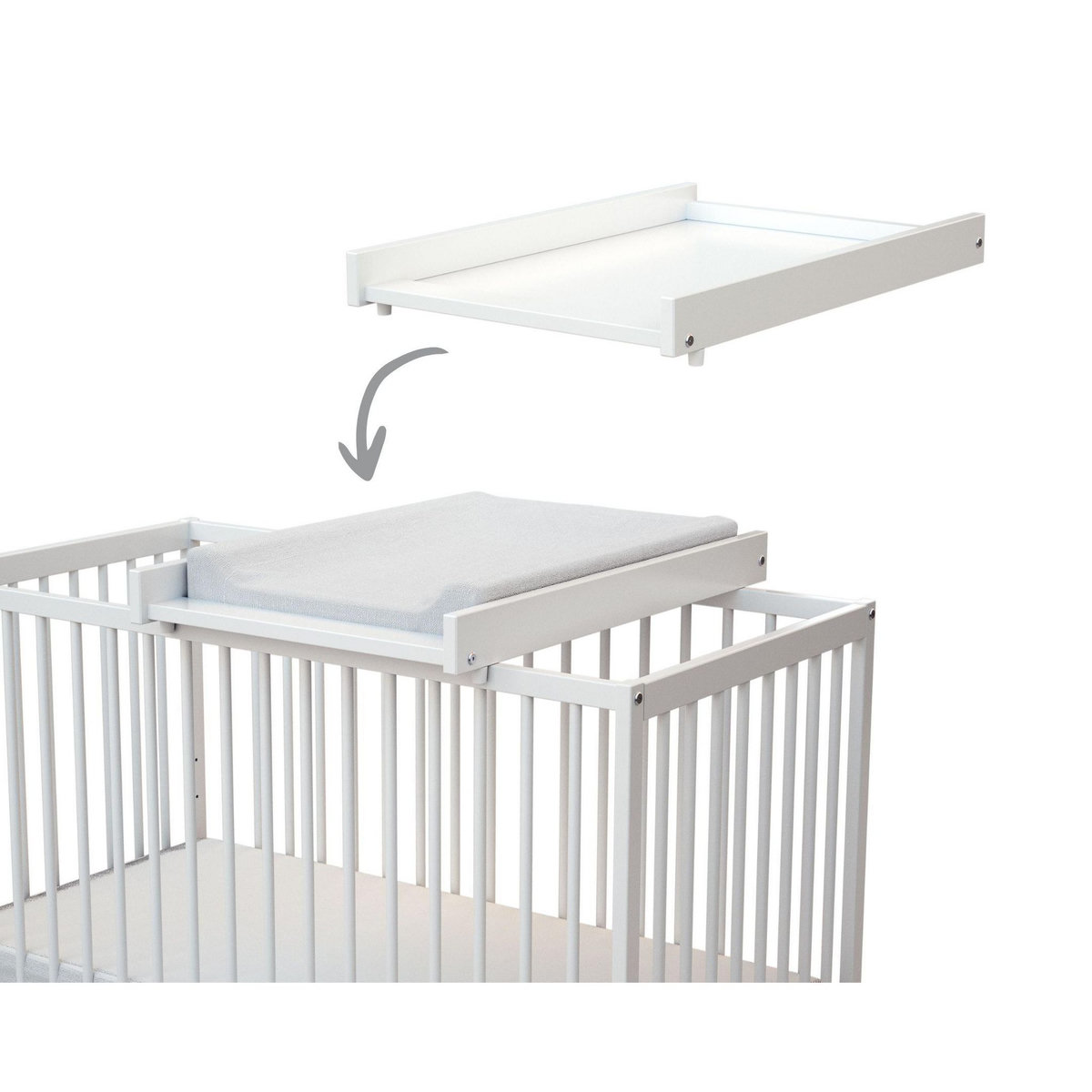 AT4 Plan à langer amovible avec matelas pour lit bébé ESSENTIEL en bois