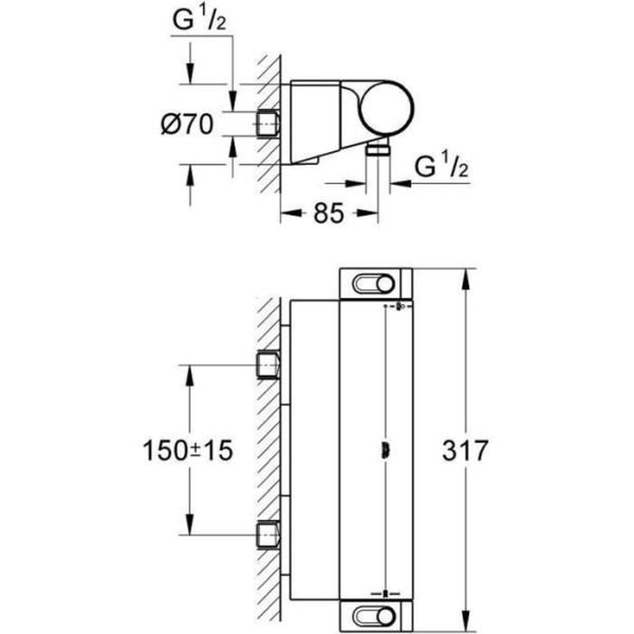 Voir la diapositive 3 : Grohe Grohe mitigeur thermostatique douche ½ grohtherm 2000 34469001 - porte-savon - limiteur de température - economie d'eau - chro