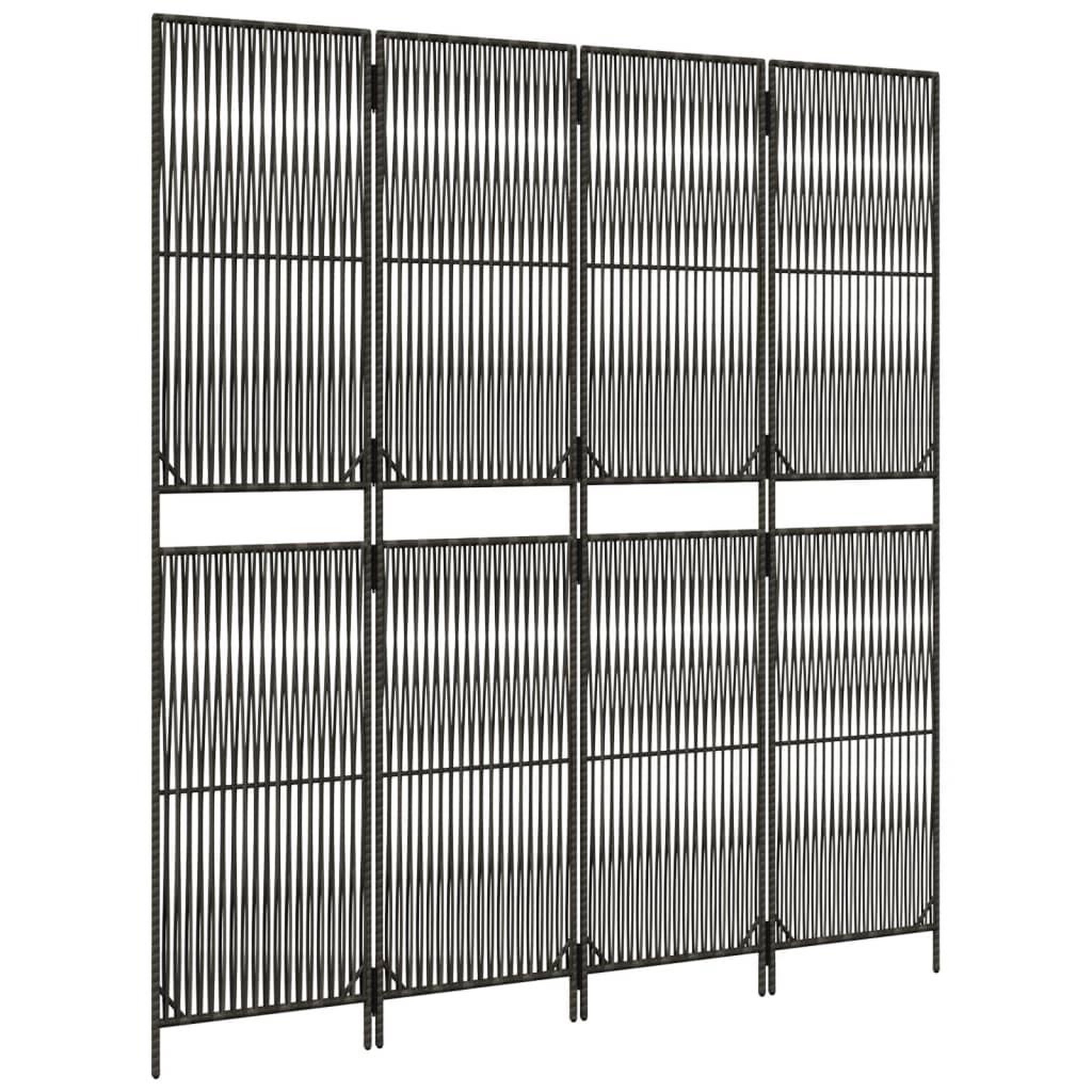 Voir la diapositive 4 : VIDAXL Cloison de separation 4 panneaux gris resine tressee