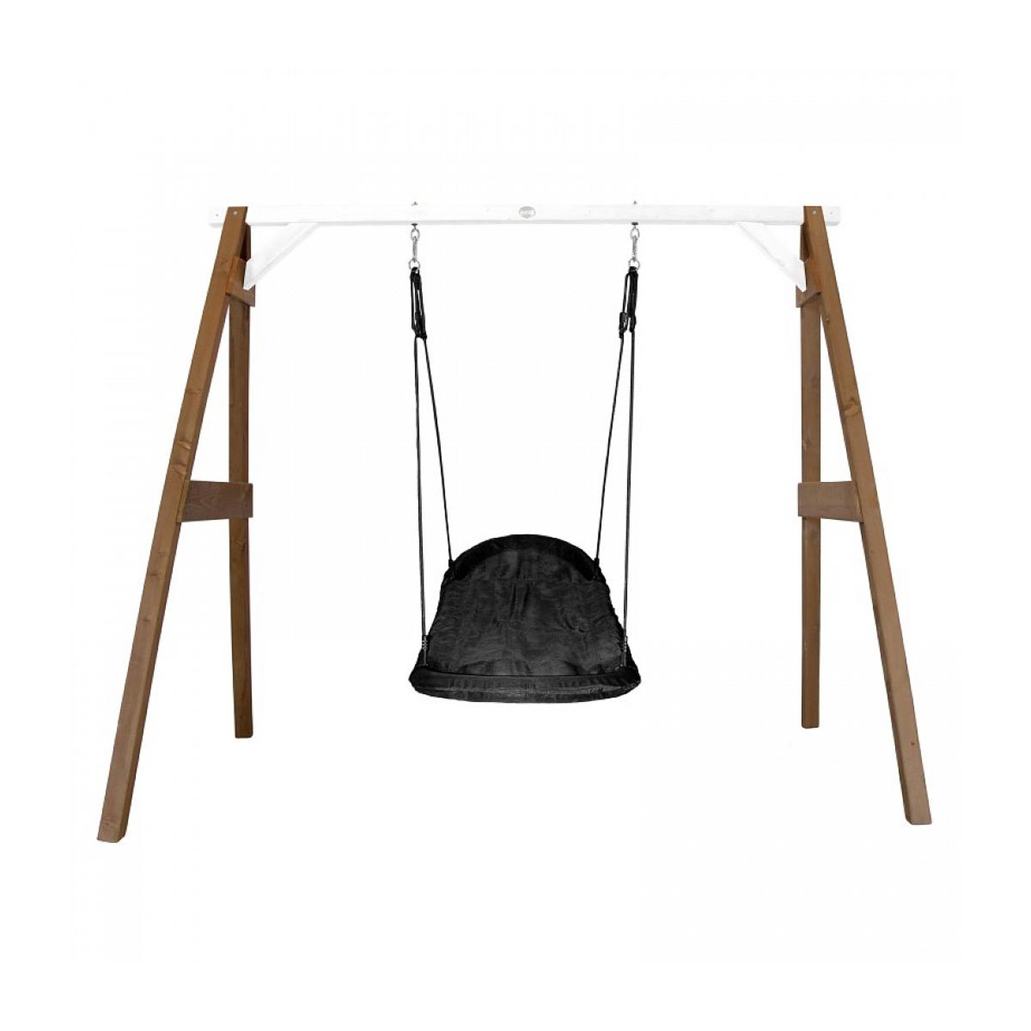 Axi House AXI Portique en bois Marron Blanc avec balançoire siège nid ovale 160x254x207cm