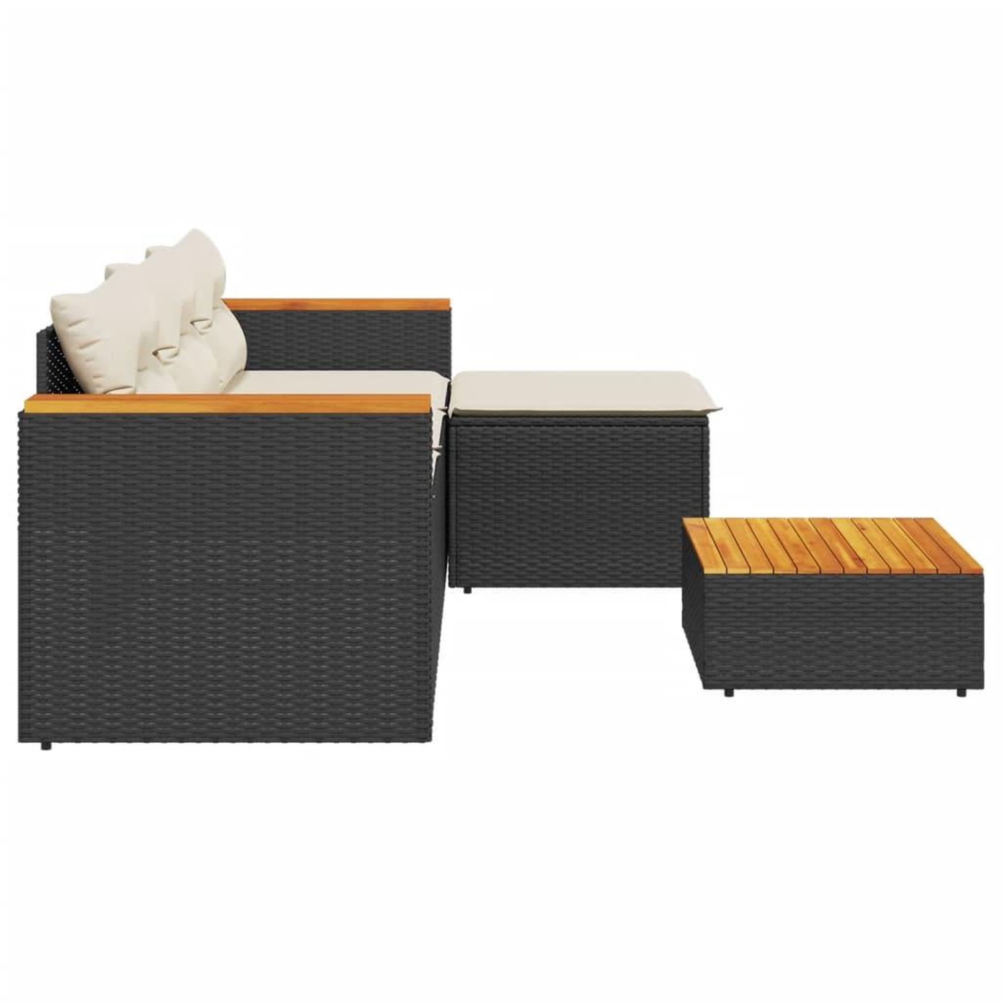Voir la diapositive 5 : VIDAXL Salon de jardin 3 pcs avec coussins noir resine tressee