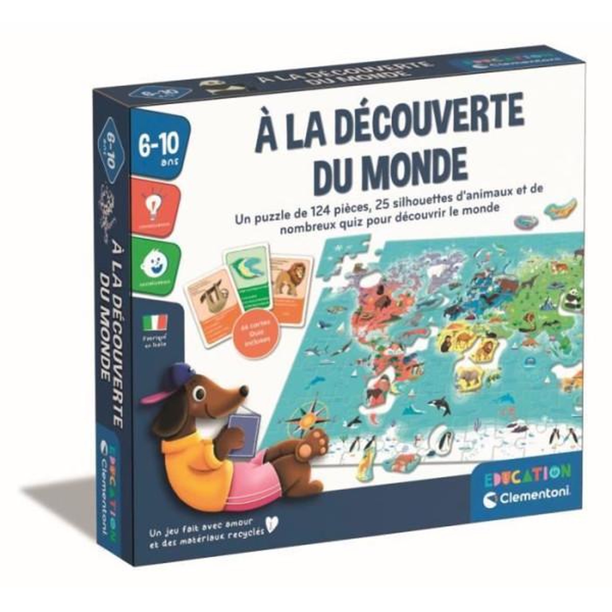 Voir la diapositive 1 : CLEMENTONI Clementoni - Puzzle a la découverte du monde - Avec activités, défis, tombola et jeu de recherche - Dés 6 ans
