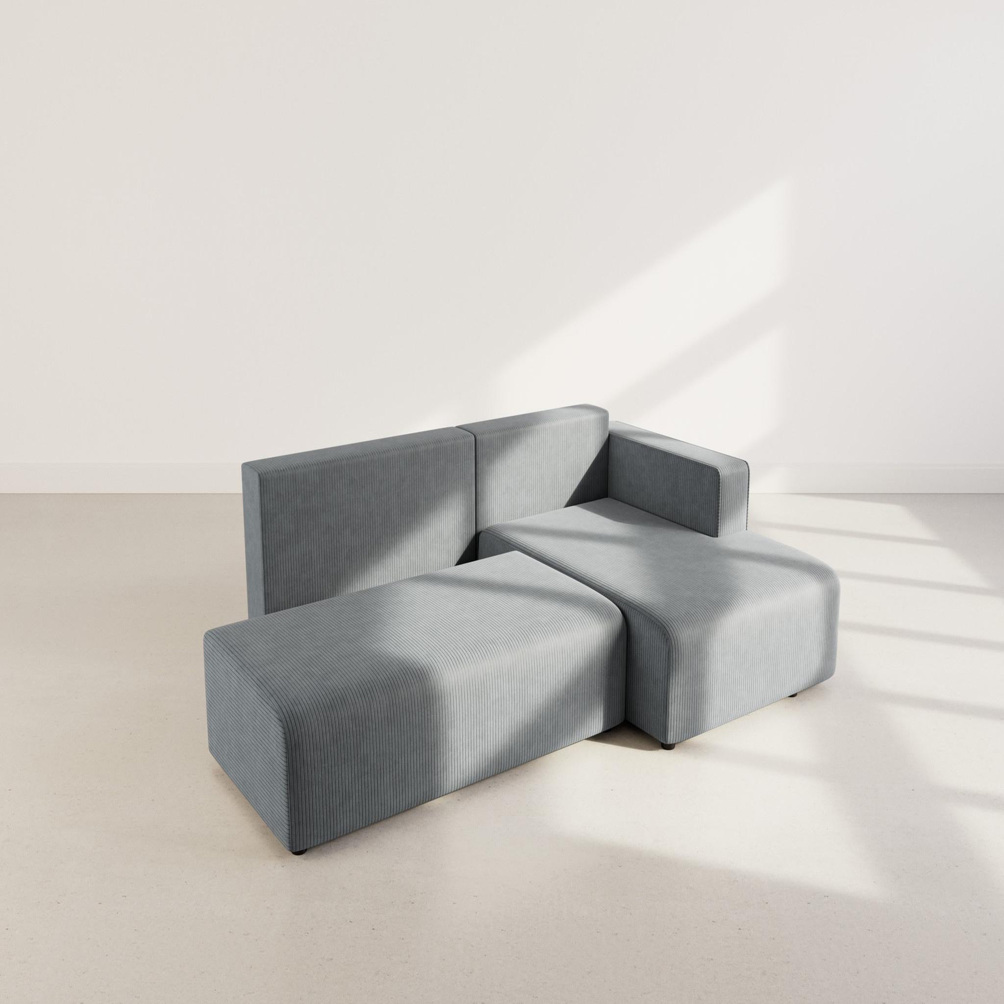Voir la diapositive 3 : BEST MOBILIER Topaze - canapé d'angle droit 4 places convertible avec coffre en velours côtelé