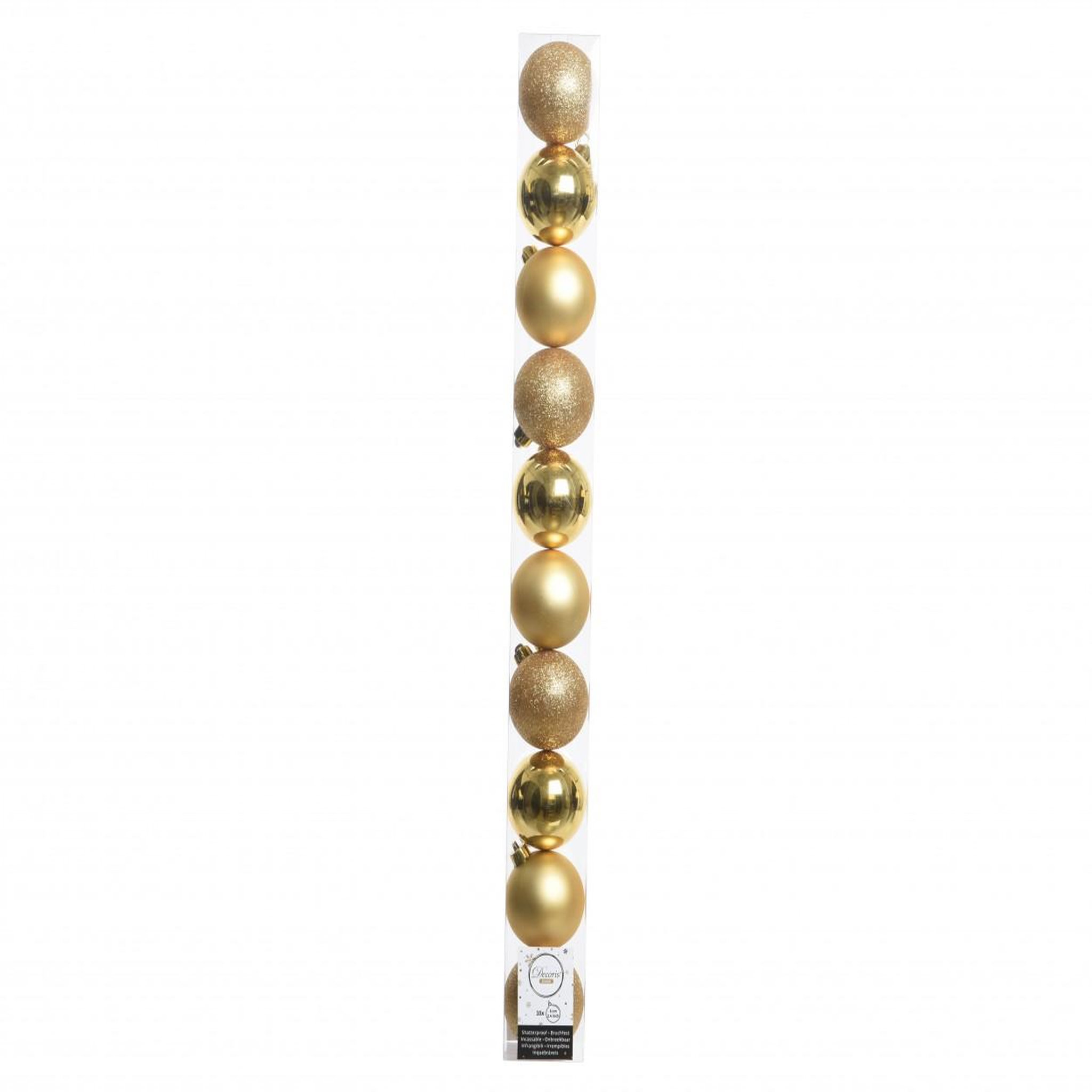 Kaemingk Tube de 10 boules pour arbre de Noël or