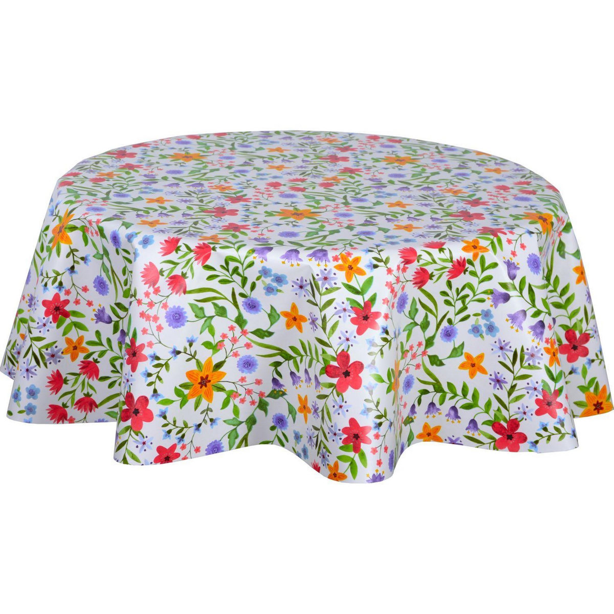 HABITABLE Nappe en toile cirée ronde motifs fleurs FLOWERS - Diam. 135 cm