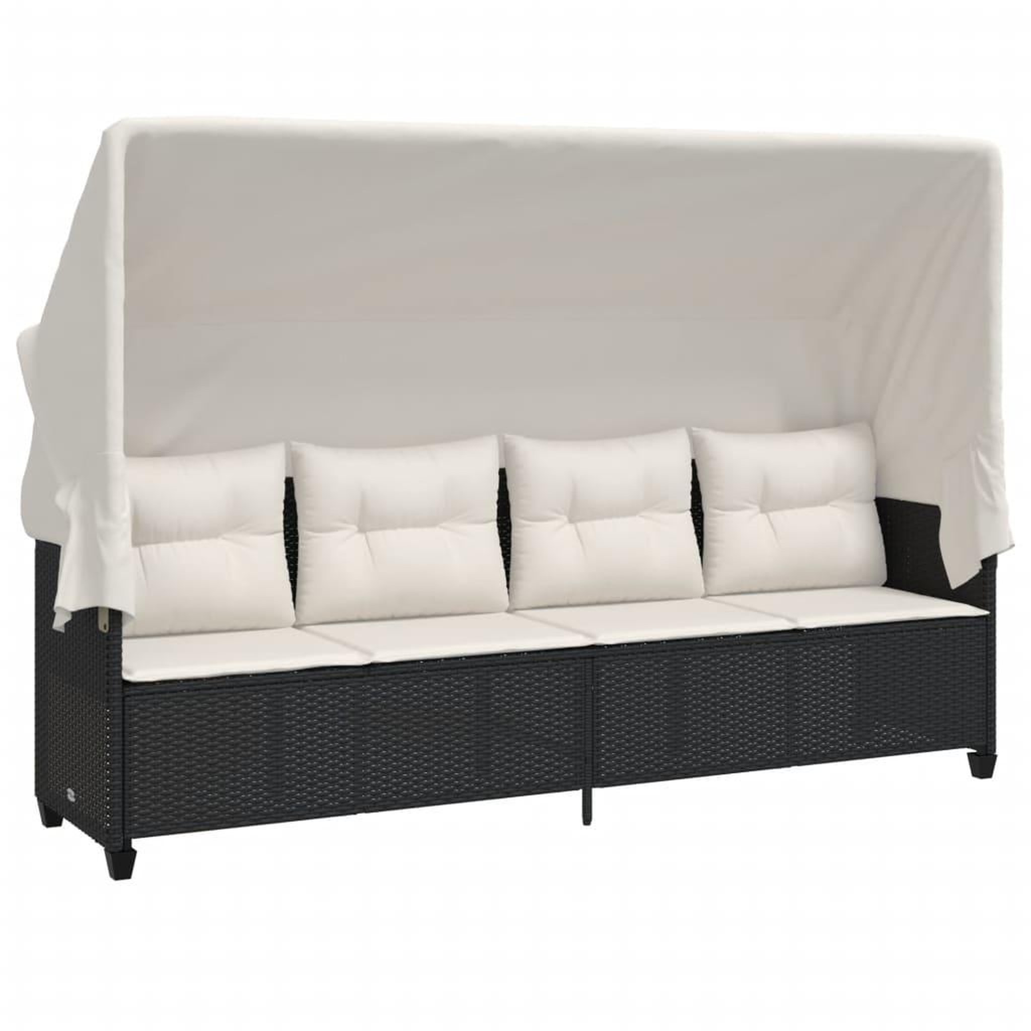 Voir la diapositive 2 : VIDAXL Chaise longue avec auvent et coussins noir resine tressee
